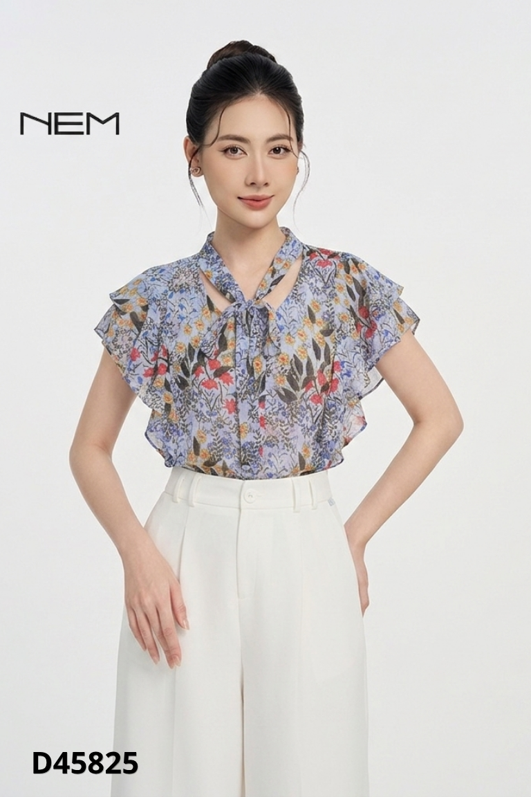 Áo đũi xanh hoa NEMNEW