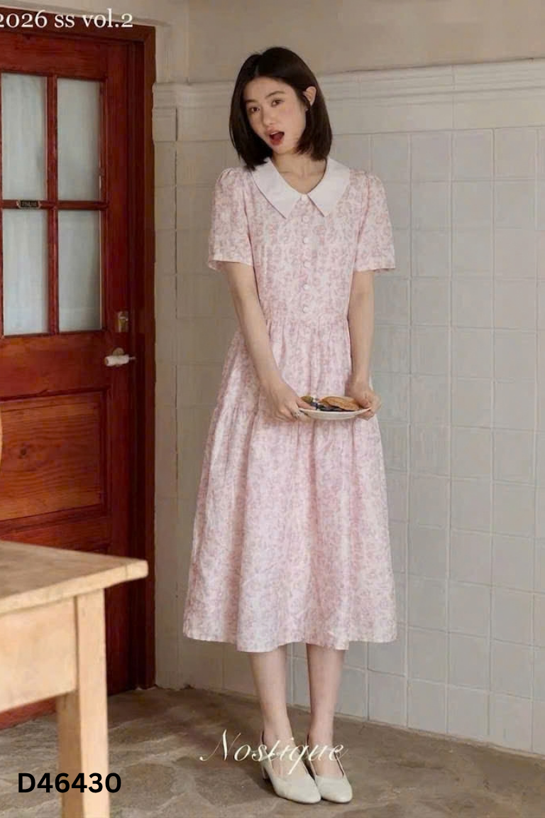 Váy VINTAGE BY JANE hồng họa tiết hoa