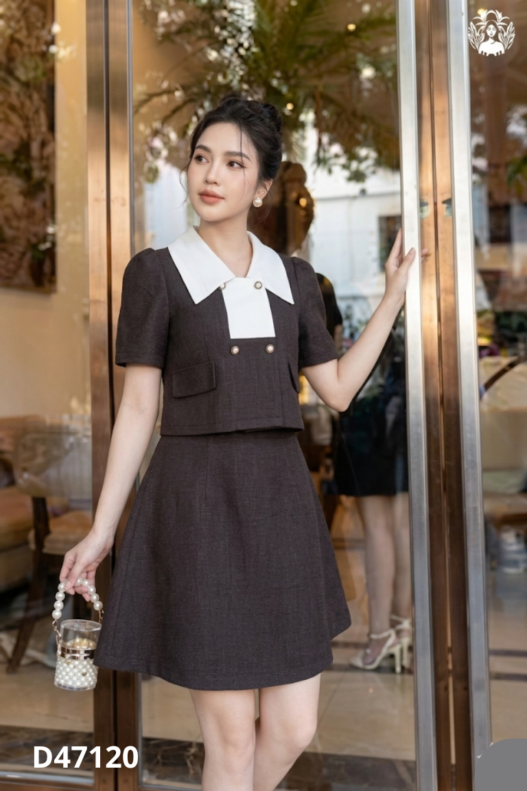 Set áo CUNNIE STORE đen phối trắng + chân váy