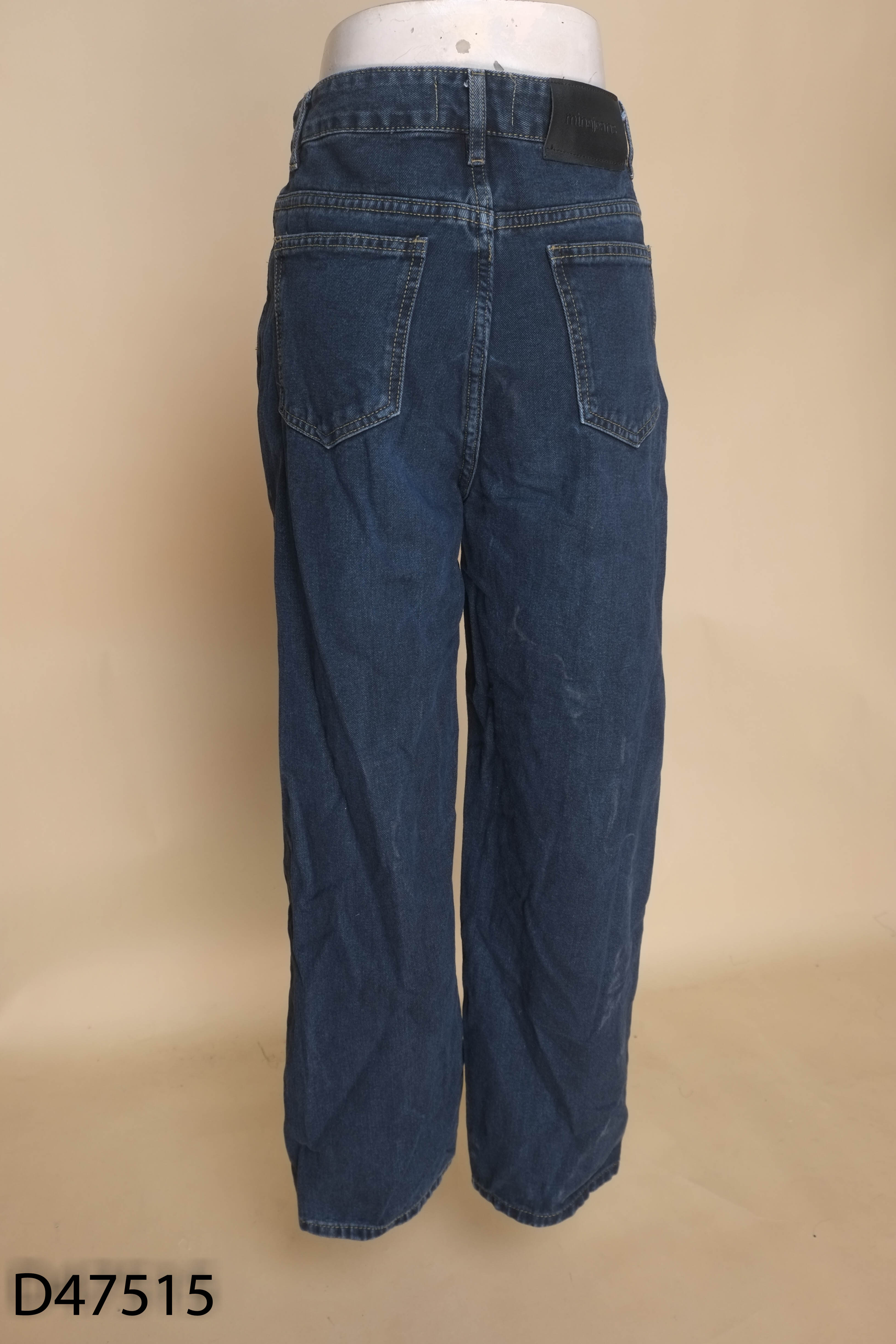 Quần jeans xanh sẫm MINA ống rộng