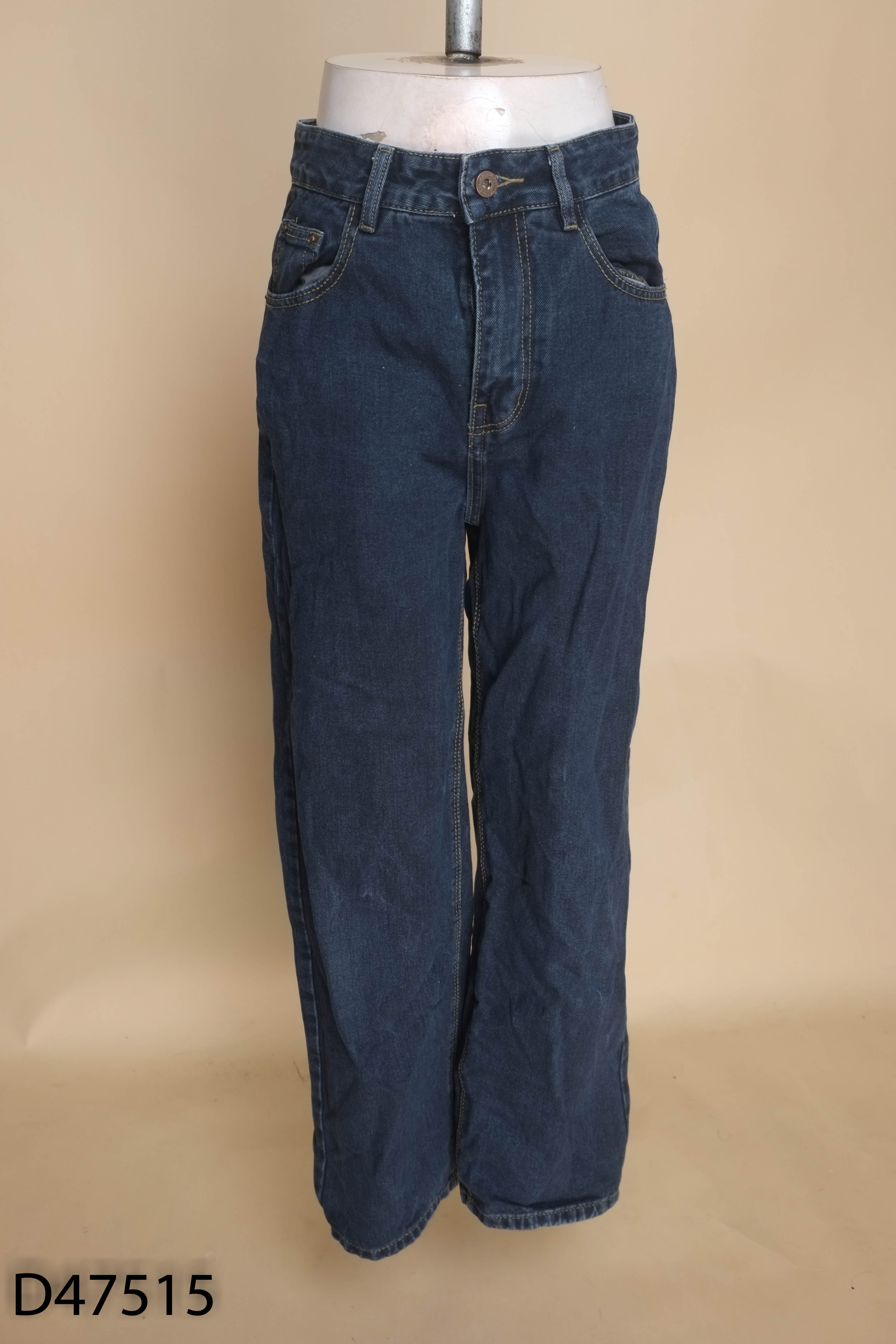 Quần jeans xanh sẫm MINA ống rộng