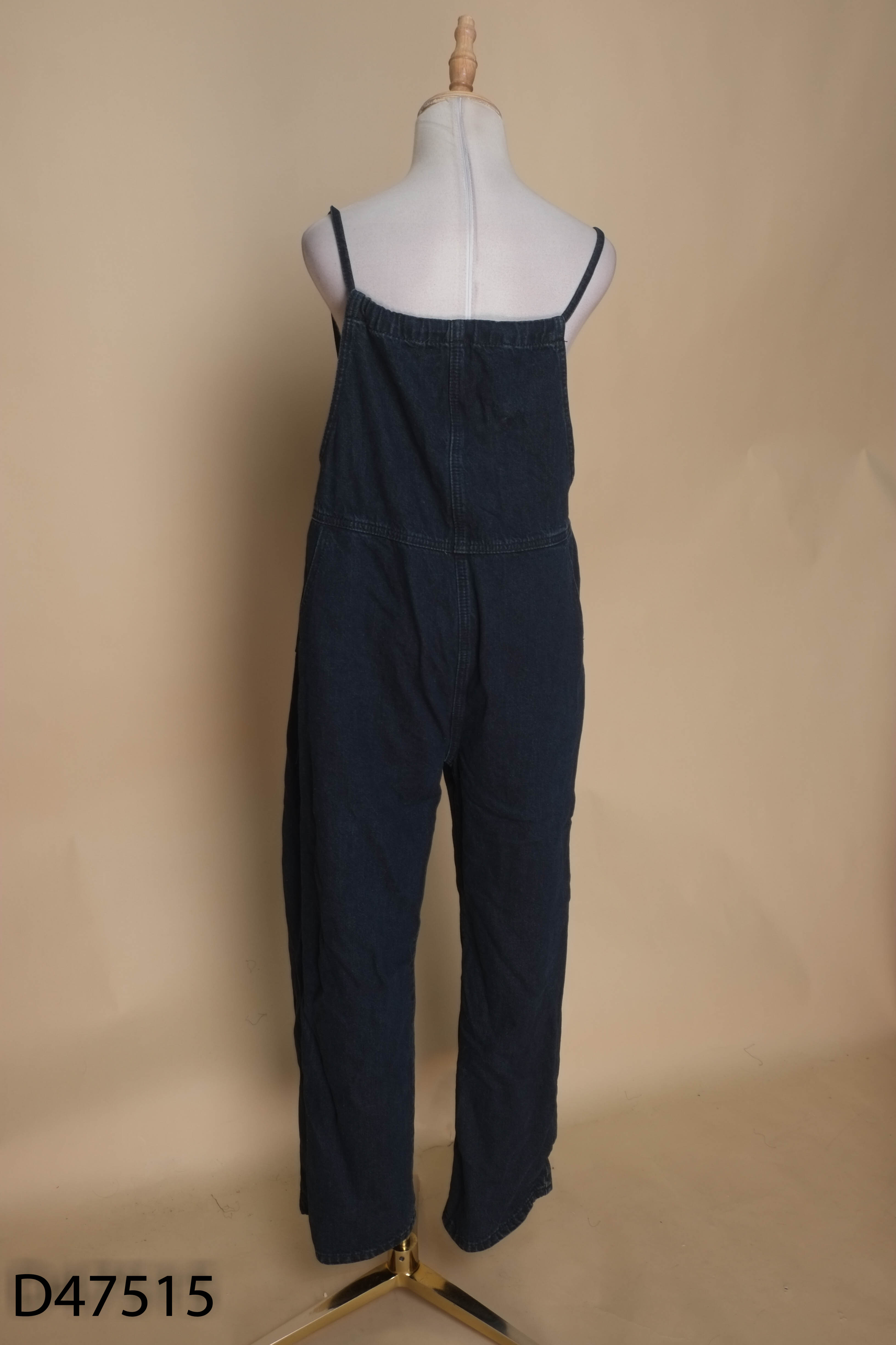 Jumpsuits jeans xanh sẫm ống rộng
