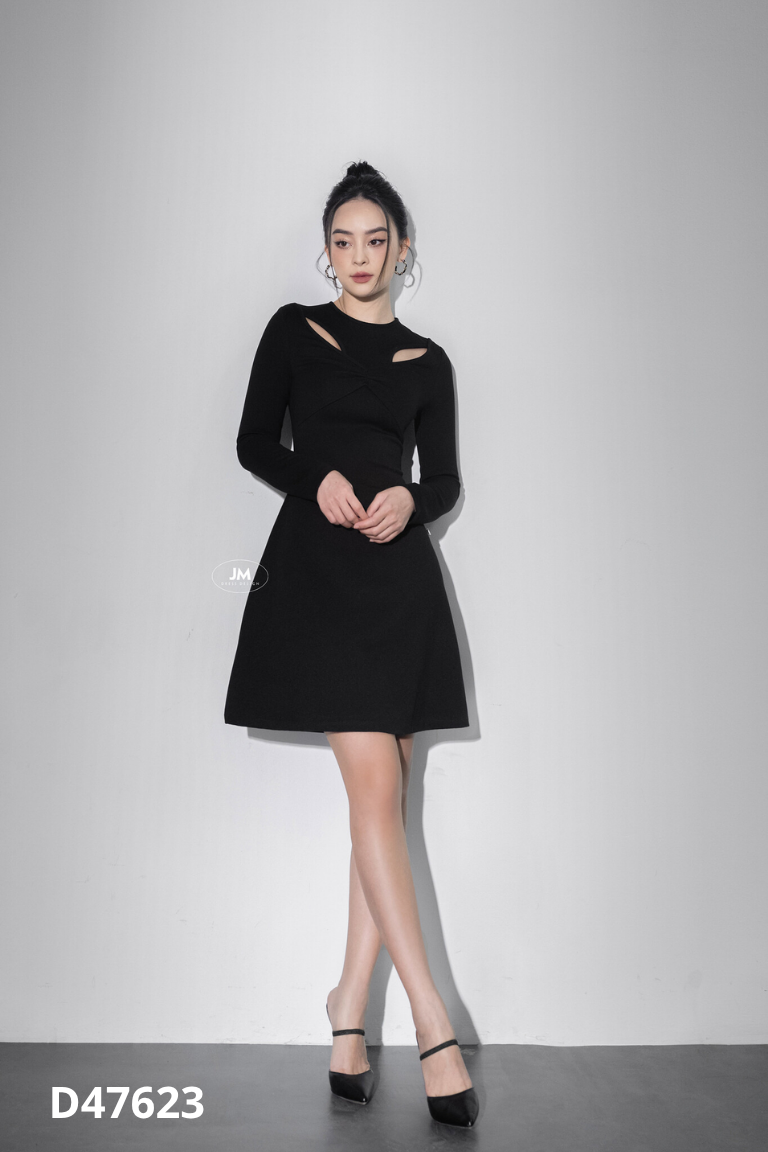 Váy đen JM DESIGN dúm ngực