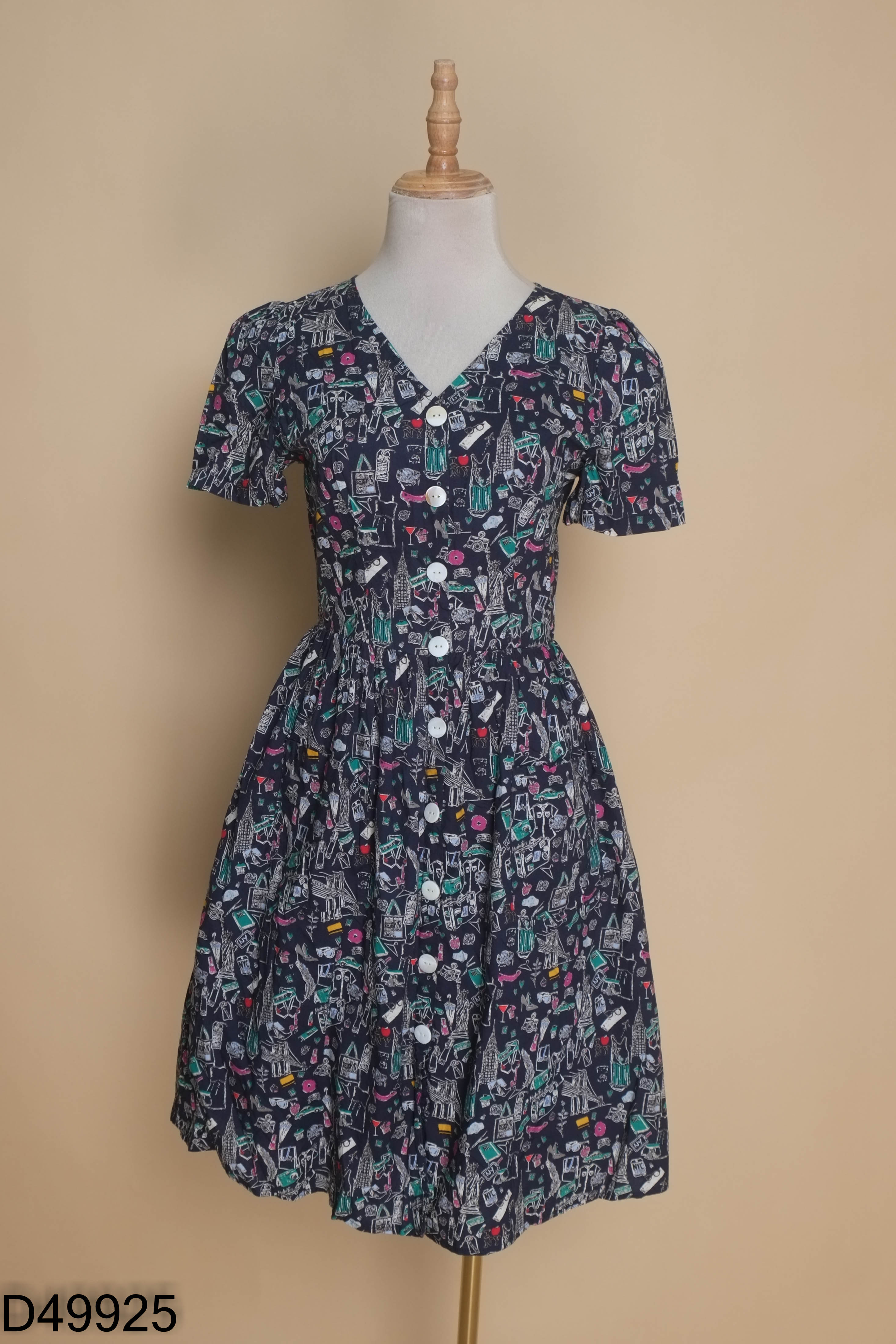 Váy xanh than ADORE DRESS họa tiết