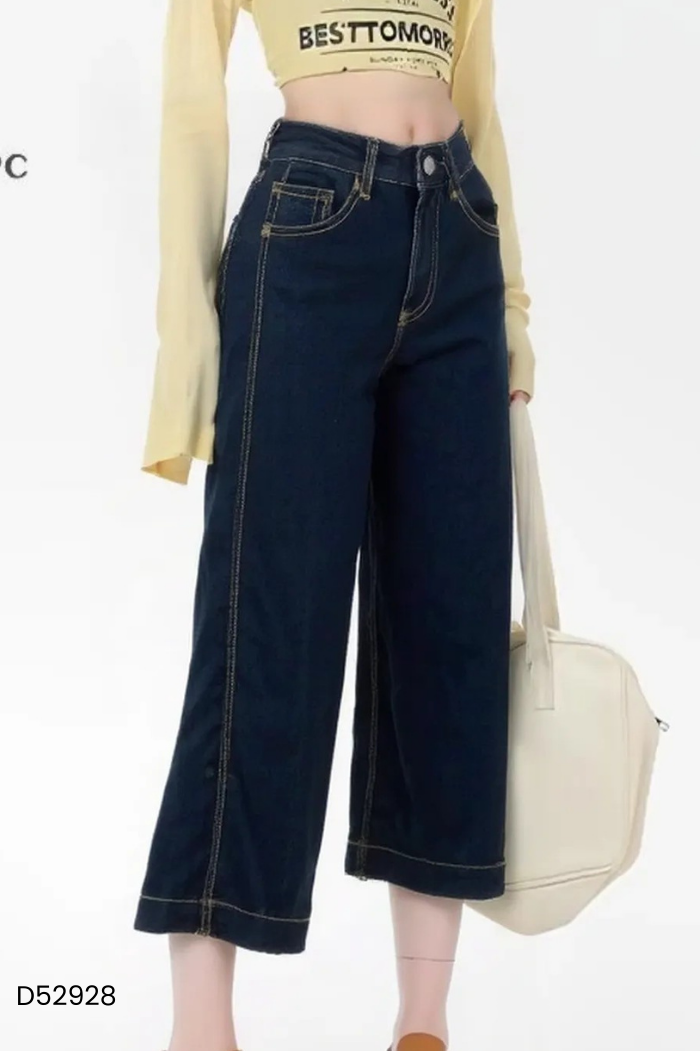 Quần jeans xanh than ống rộng