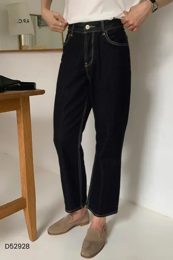 Quần jeans đen ống suông