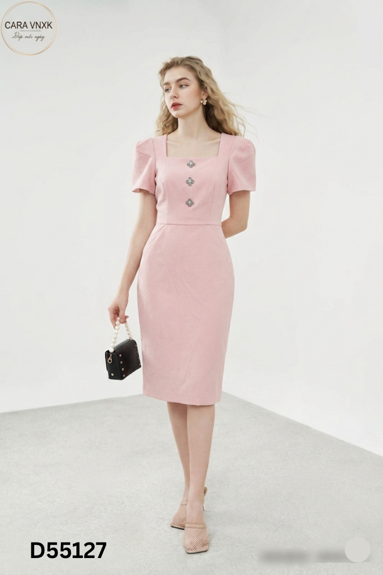 Váy JULIETTE LUXURY hồng đính đá