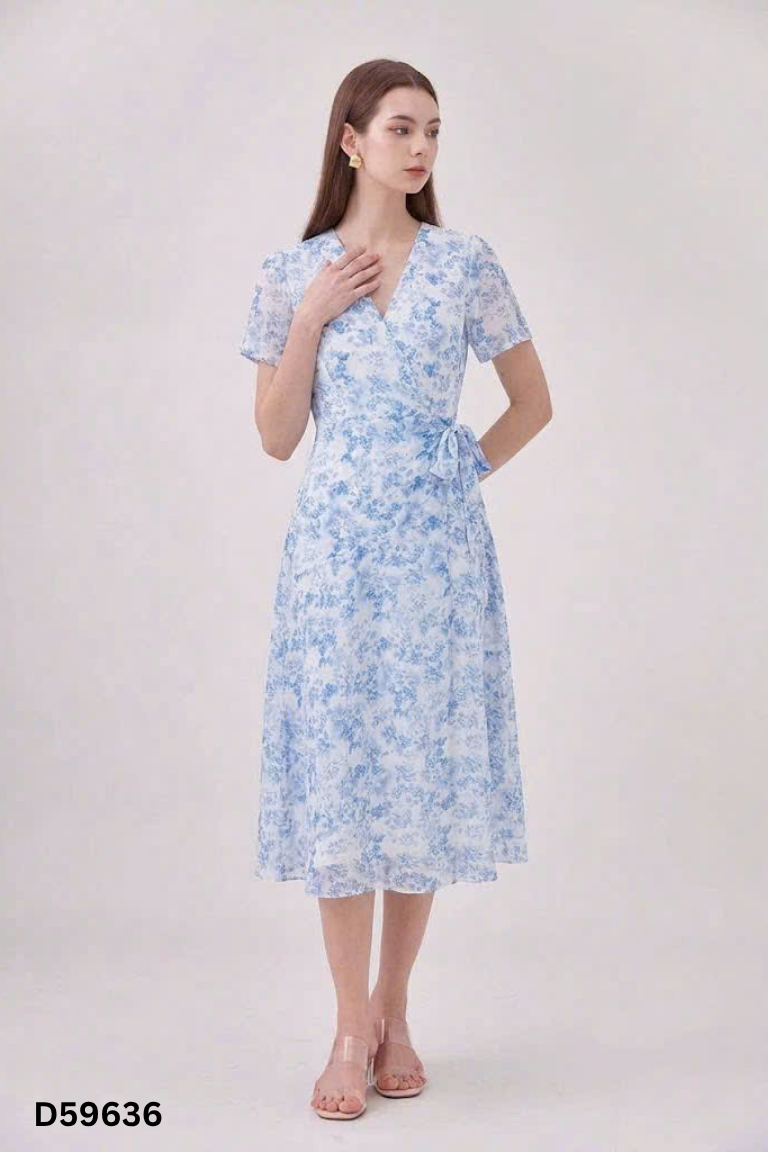 Váy trắng hoa xanh OLV BOUTIQUE