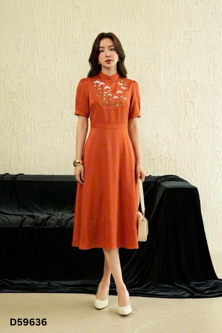 NEWTAG Váy cam BIJIN BOUTIK thêu hoa