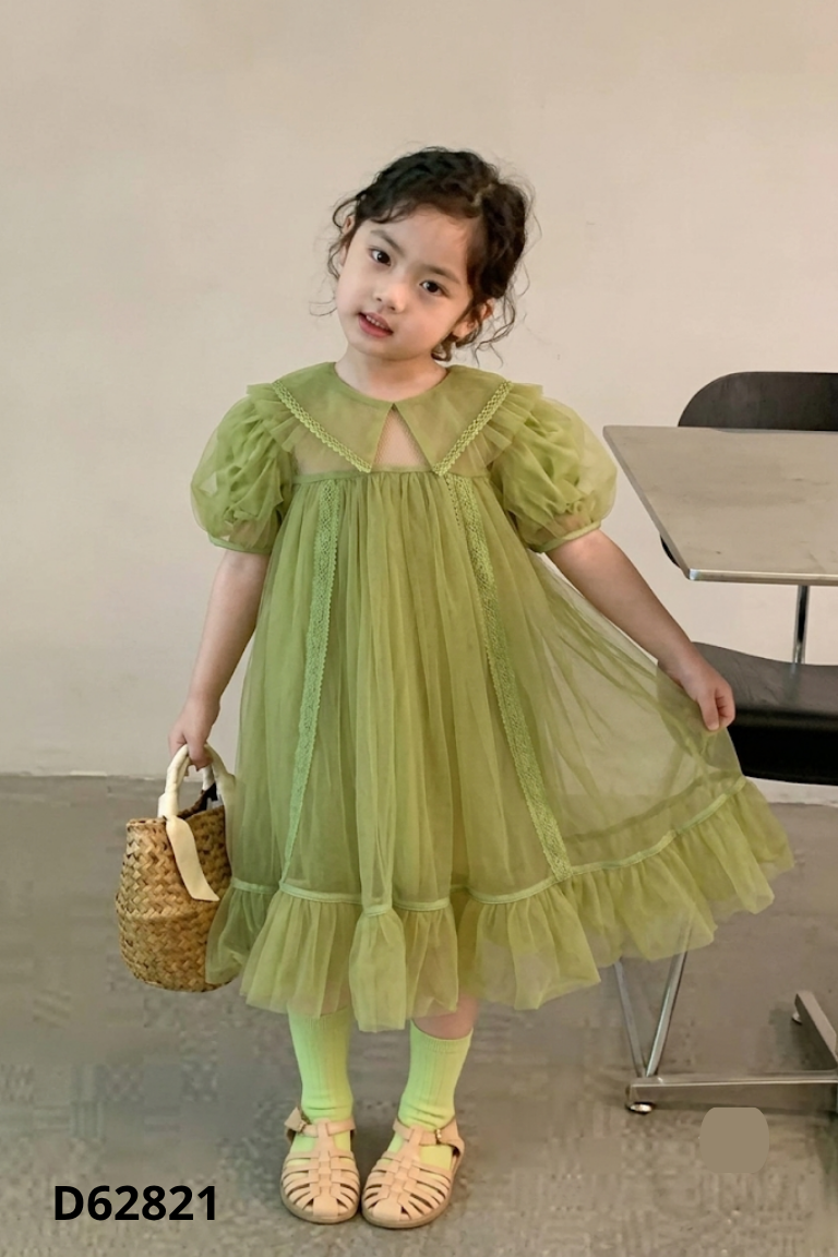 Váy lưới xanh lá kid