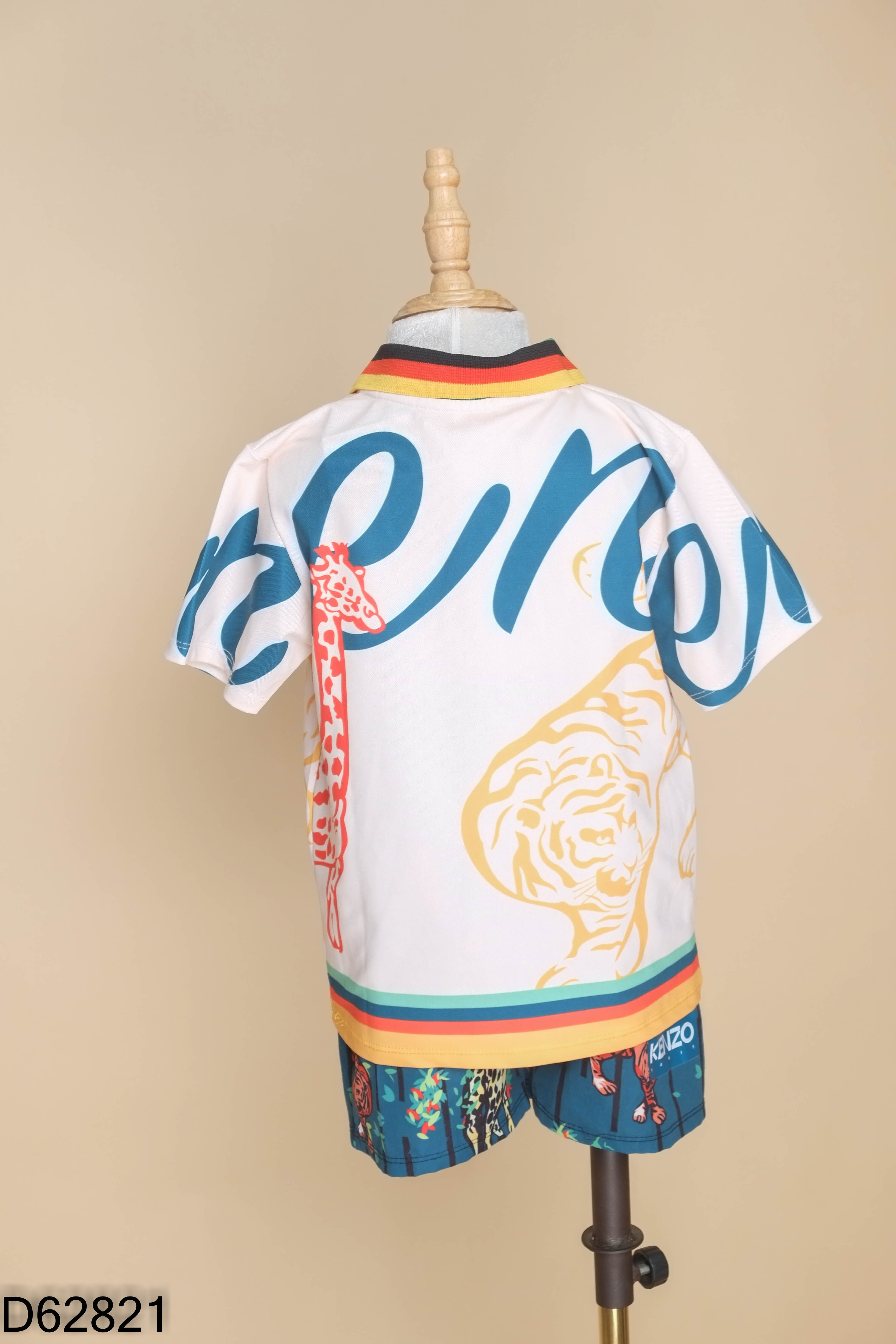 Set be họa tiết + quần shorts xanh kid