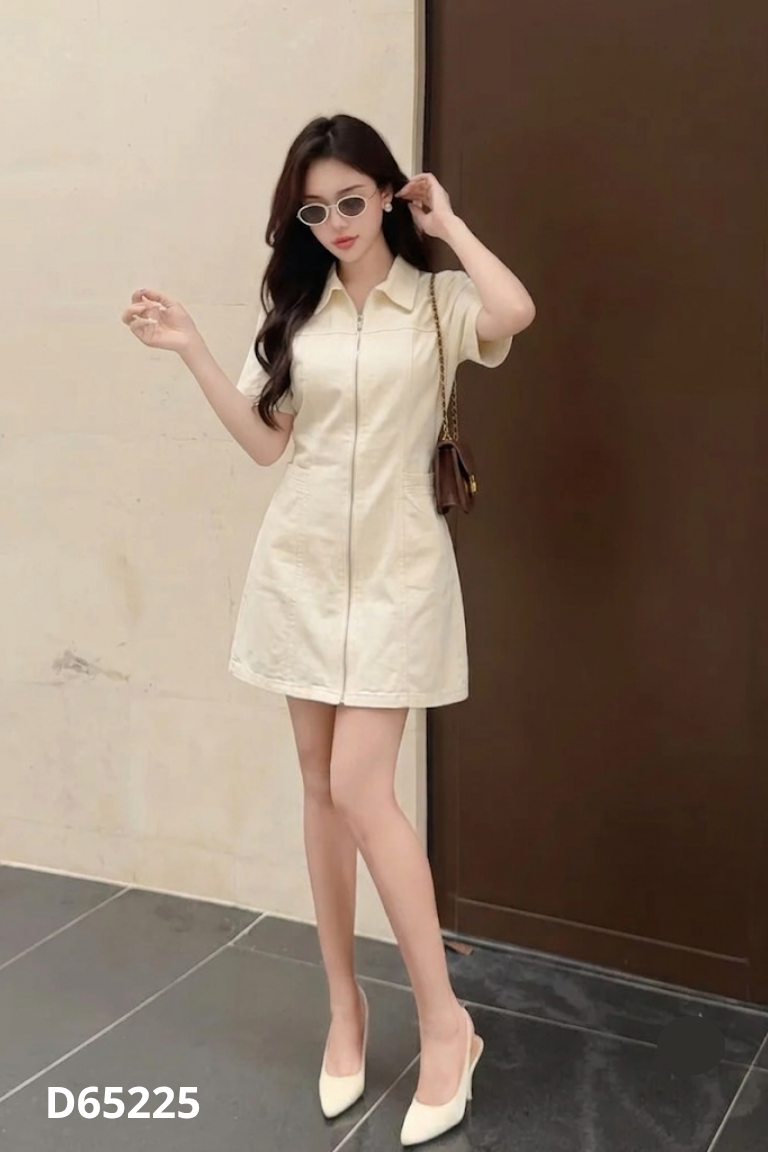 Váy kaki be phối khóa