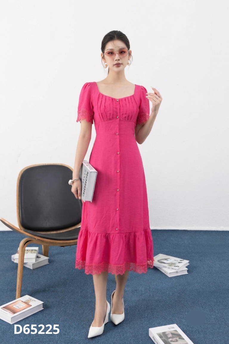 Váy HK WOMAN đũi hồng
