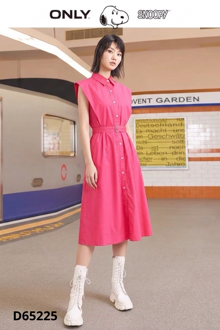Váy ONLY hồng cổ sơ mi