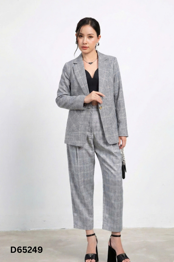 Blazer xám kẻ