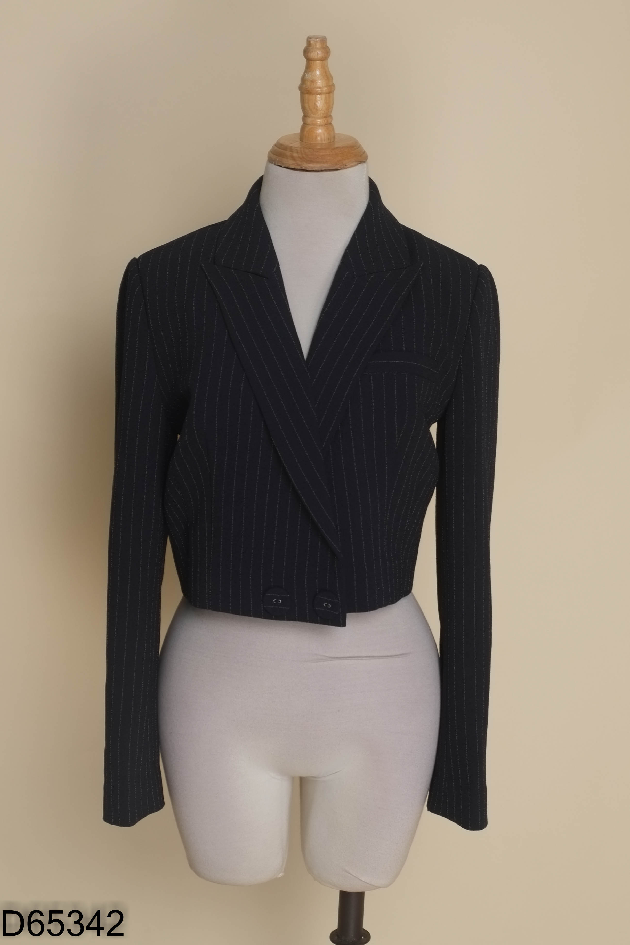 Áo croptop D.CHIC xanh than kẻ