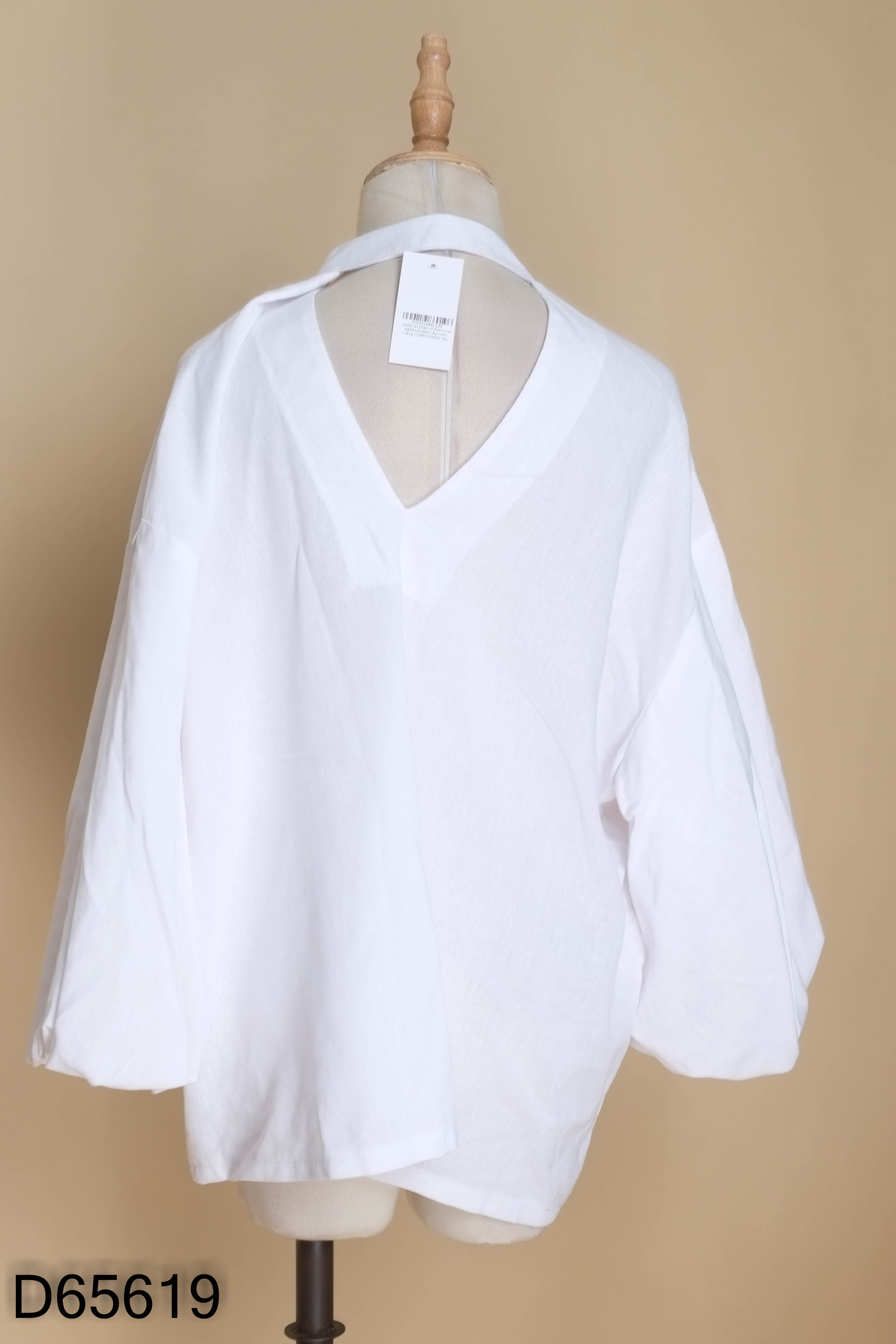 Áo linen trắng CUBEDLEMON tay phồng
