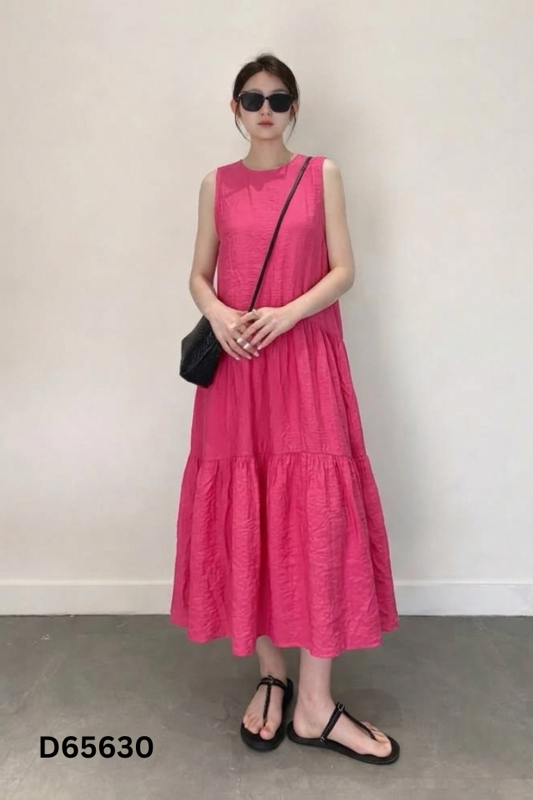 Váy hồng sen dáng dài