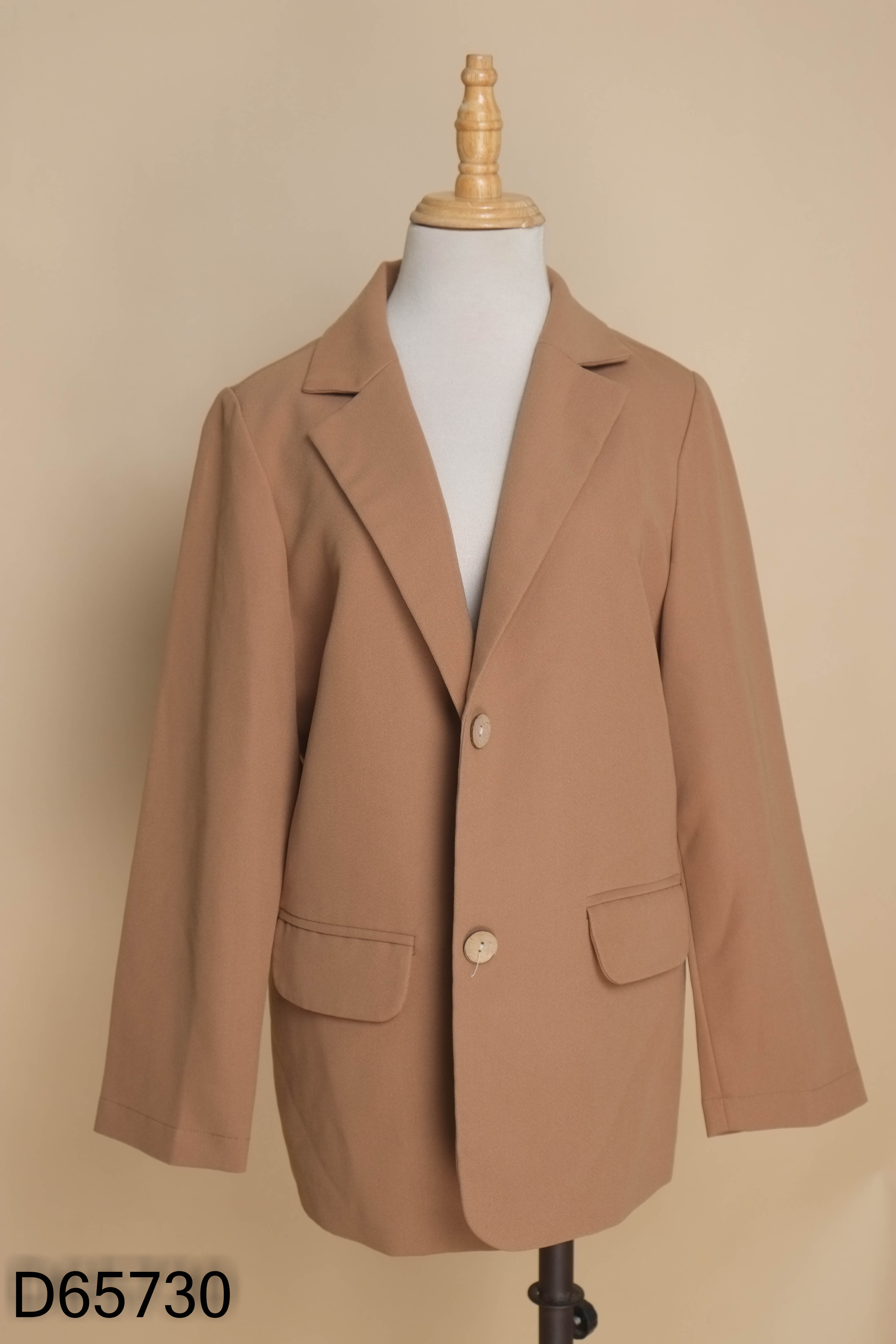 Áo blazer HUIEN DESIGN nâu be 2 cúc