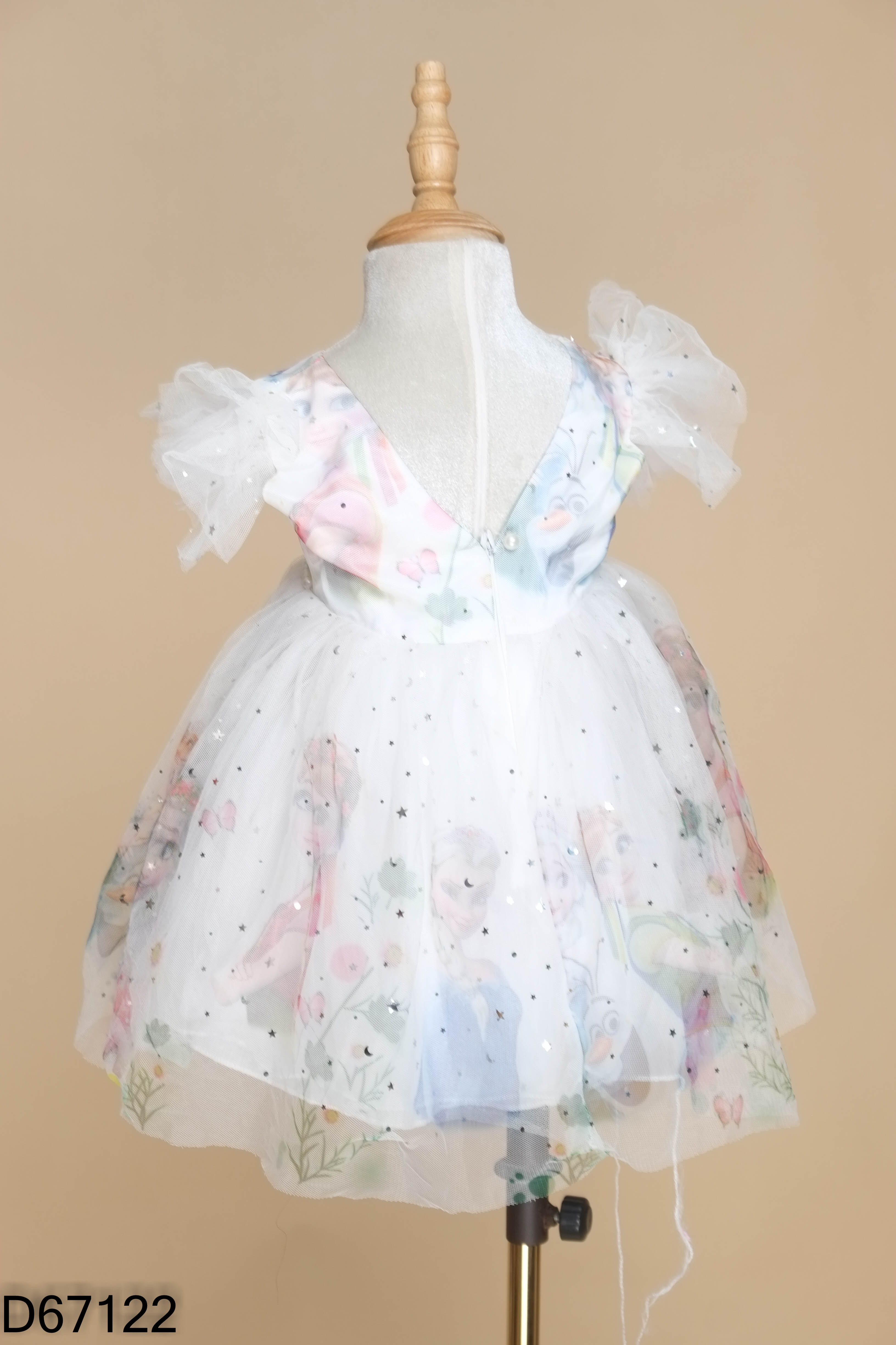 Váy voan lưới trắng họa tiết KIDS