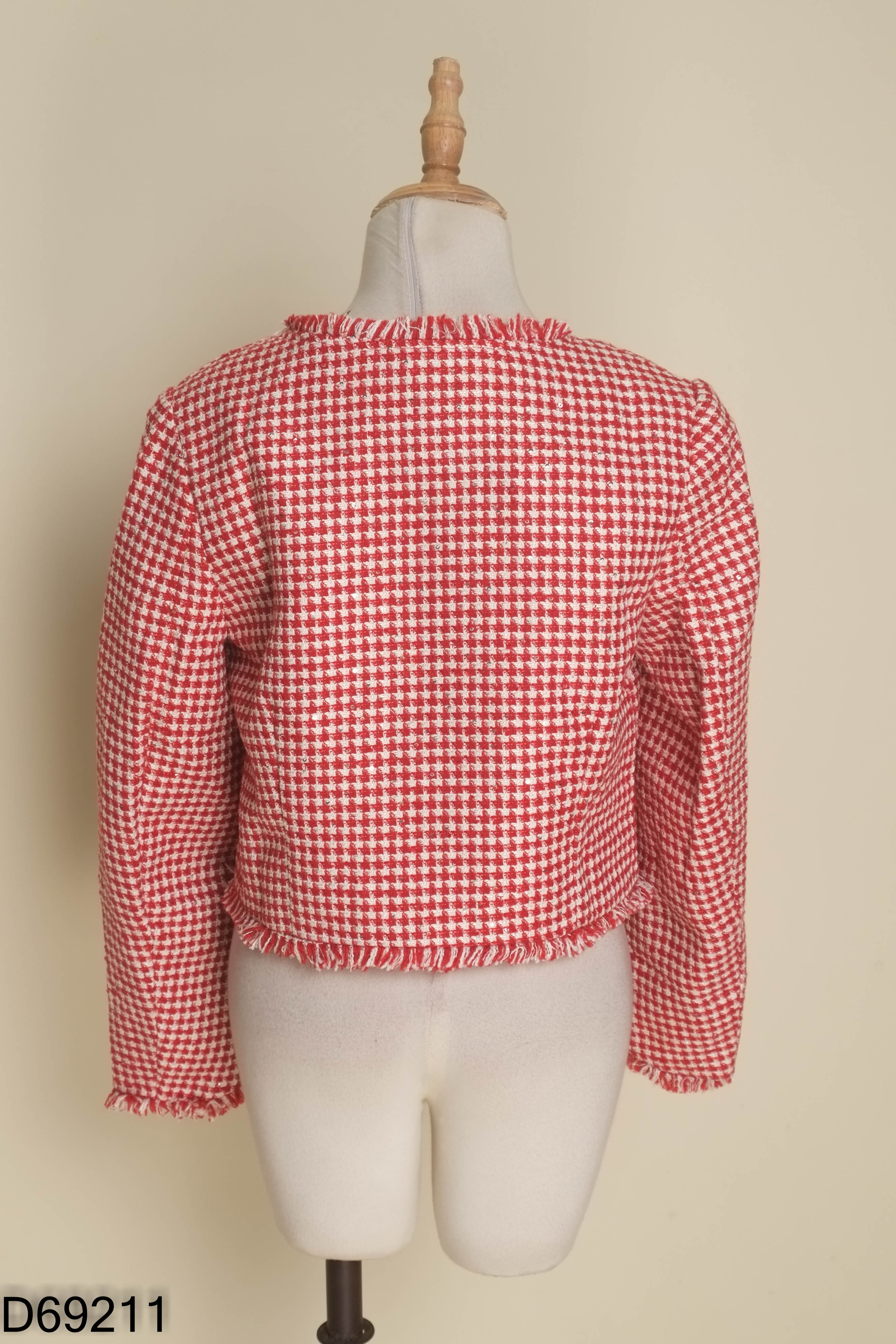 NEWTAG Áo khoác KHADI STORE dạ hồng phối trắng