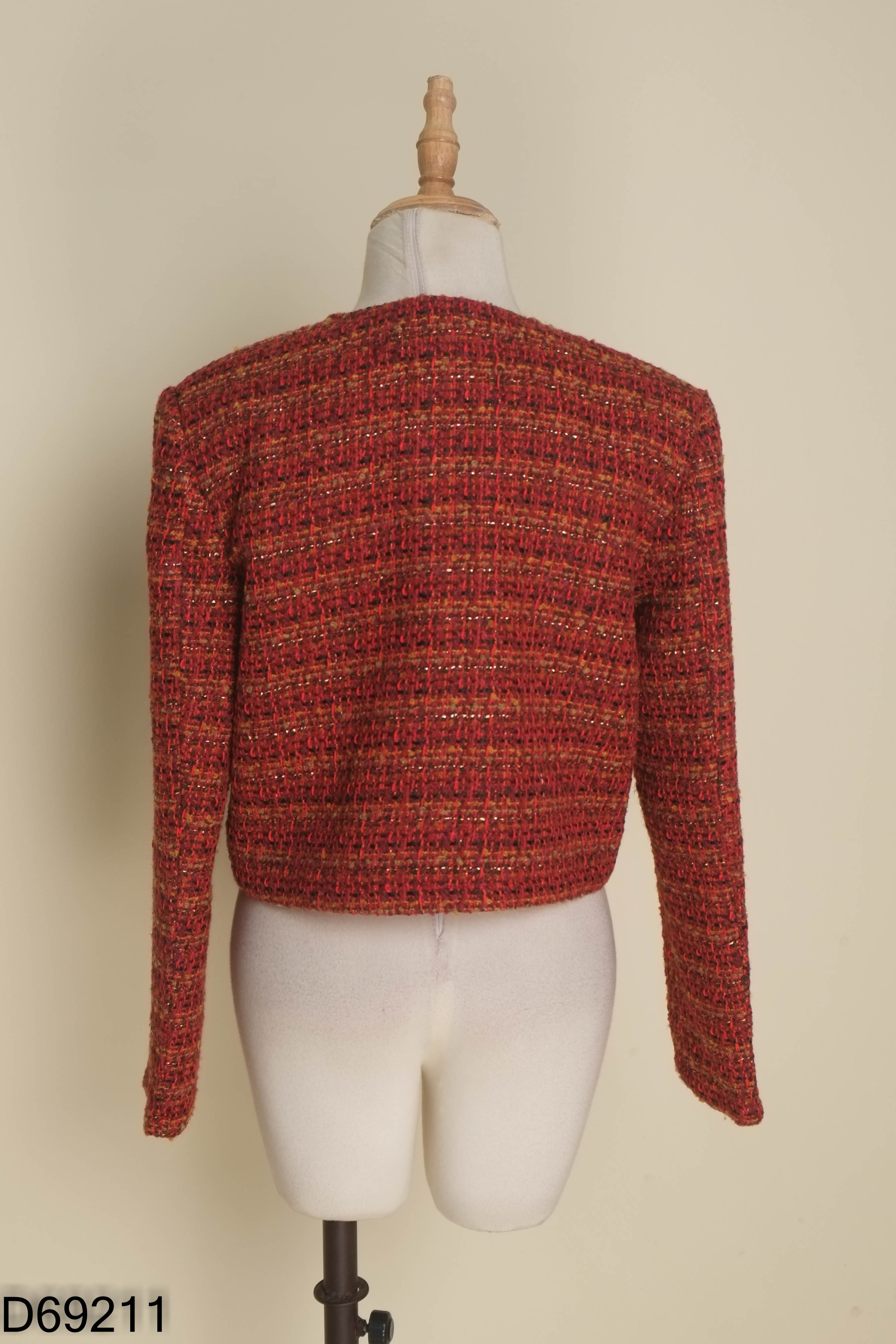 Áo dạ tweed đỏ ánh nhũ
