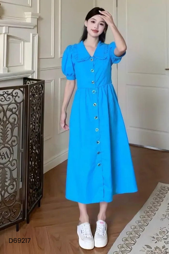 Váy xanh cổ bèo