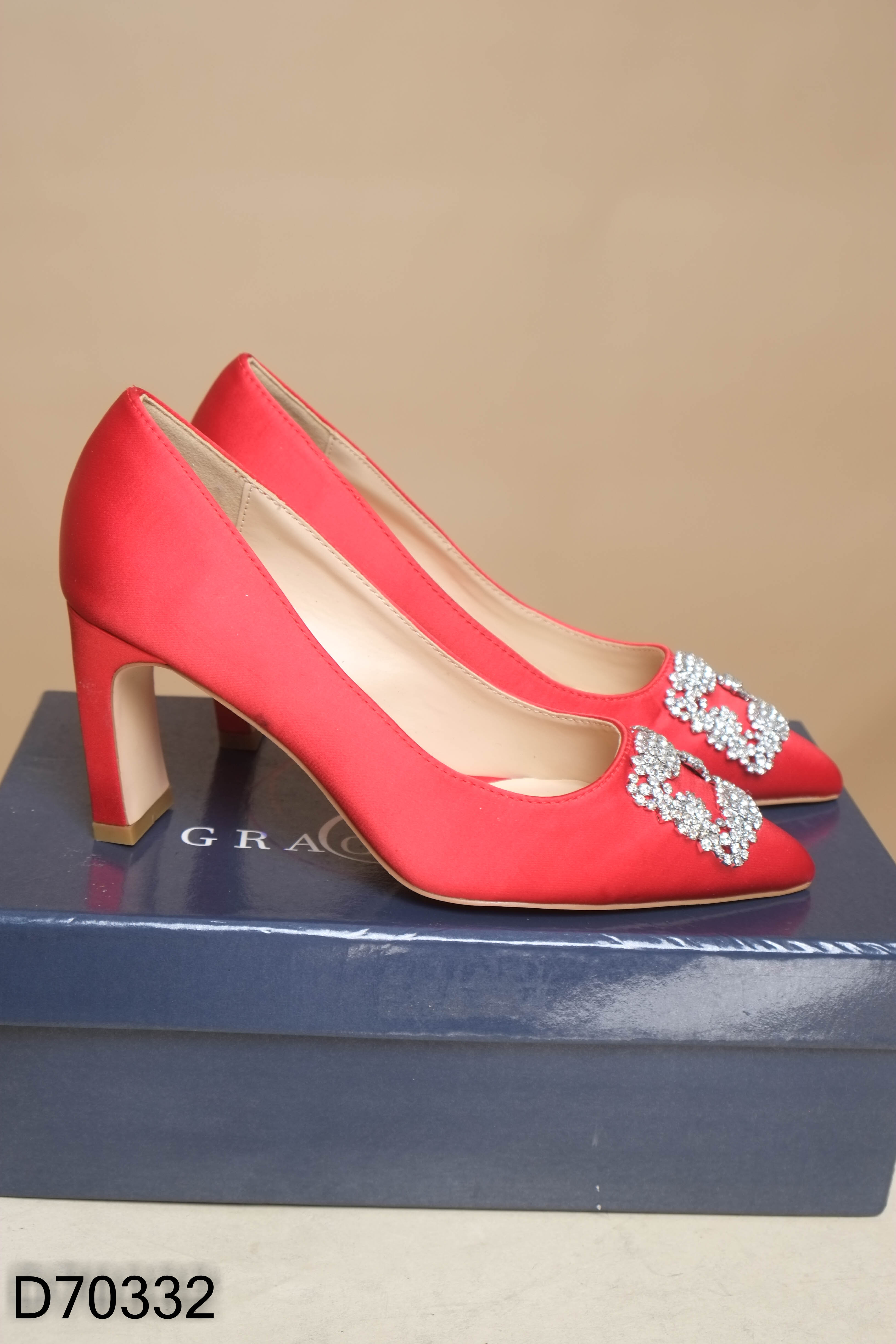 FULLBOX GRACE SHOES giày cao gót đỏ đính đá