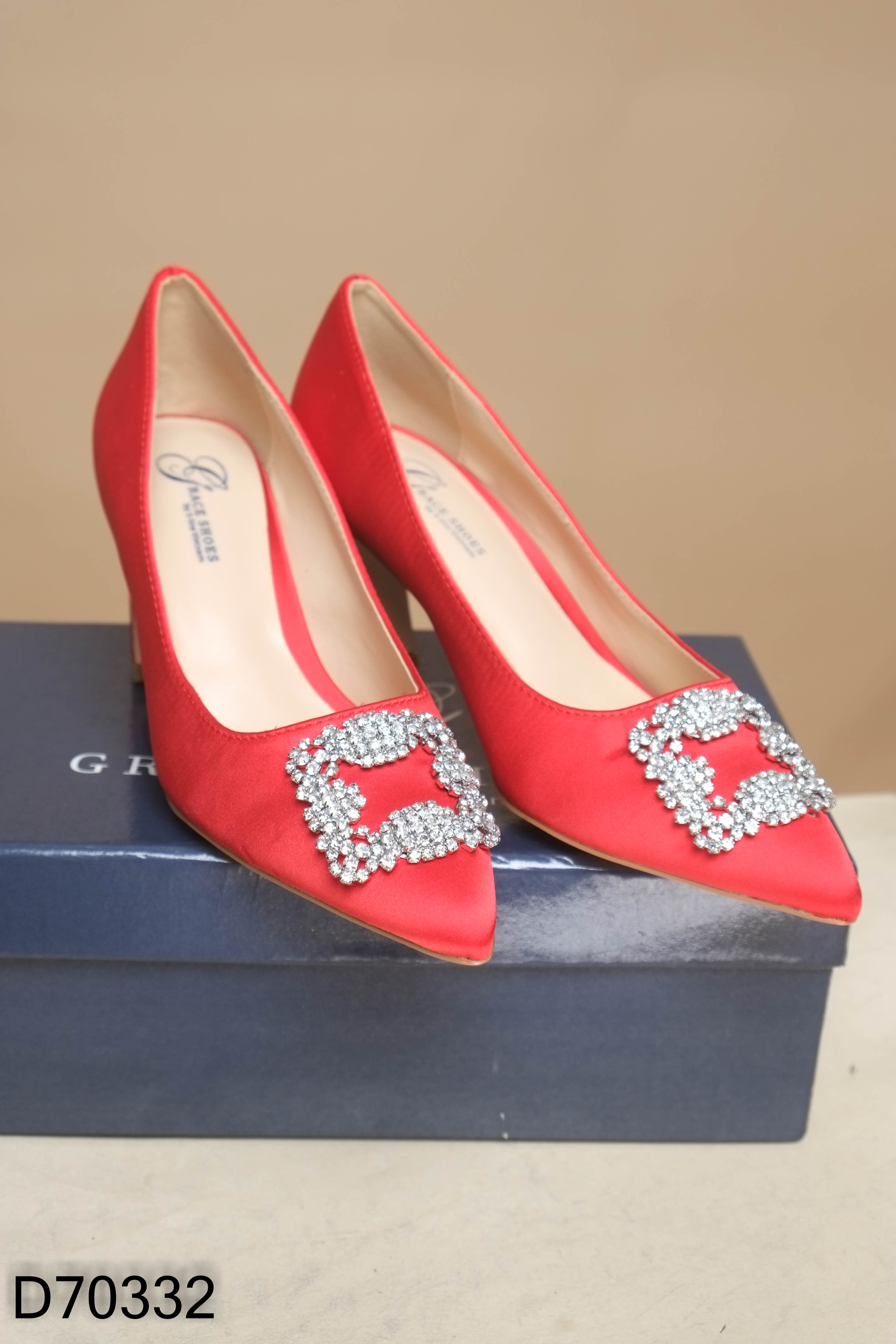 FULLBOX GRACE SHOES giày cao gót đỏ đính đá