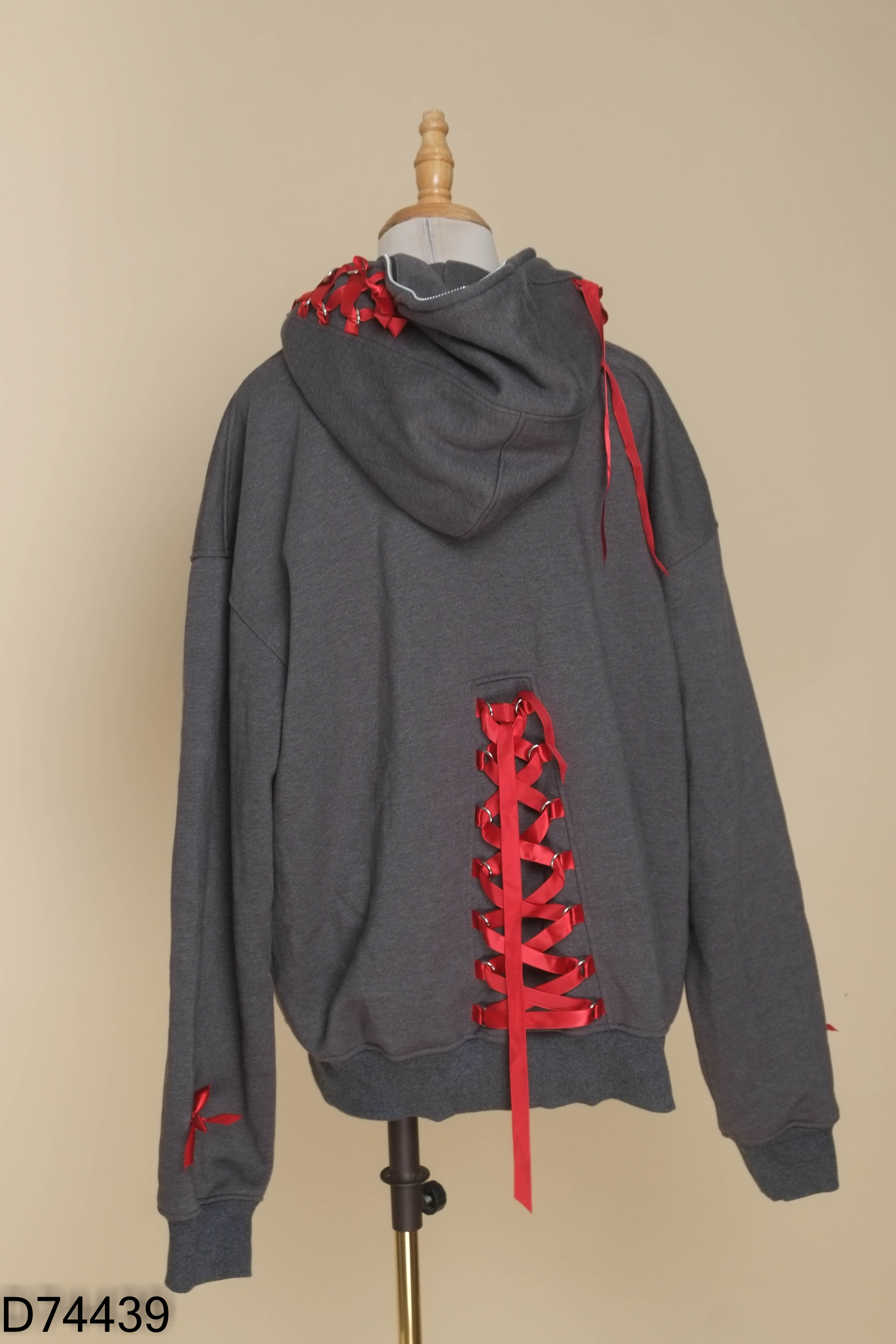 Áo hoodie zip xám nơ đỏ NEXXUS
