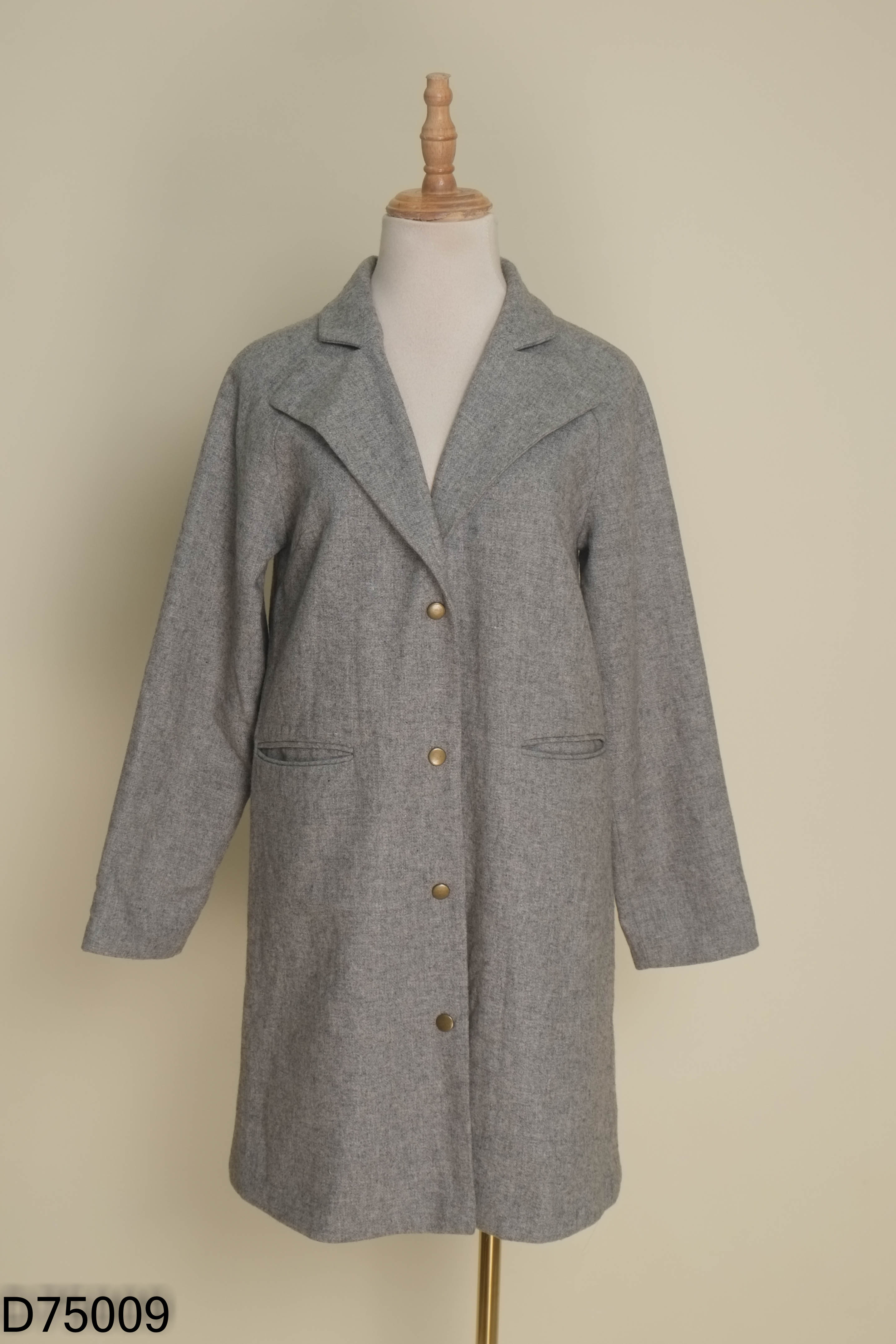 Áo khoác dạ xám 92 WEAR dáng dài
