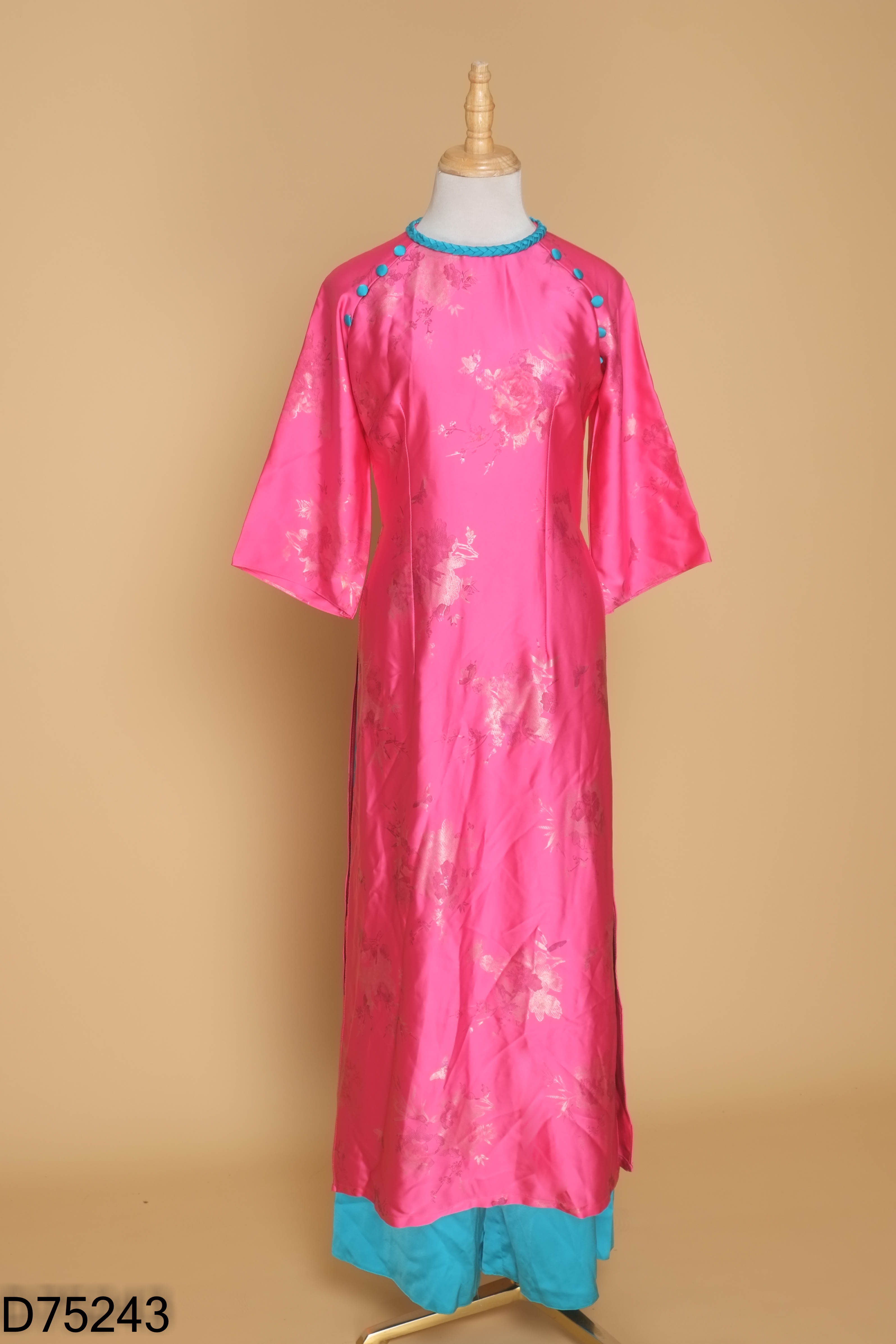 Set áo dài lụa hồng+quần xanh