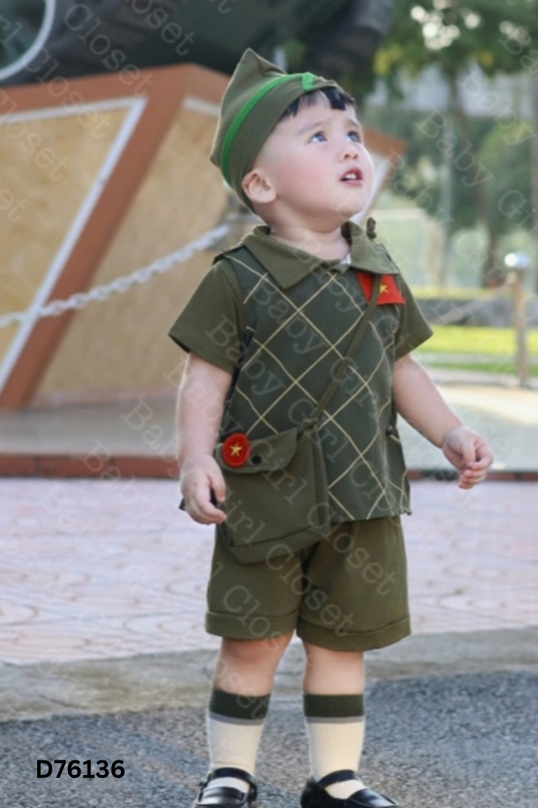 Set KIDS xanh 4 chi tiết+quần,túi