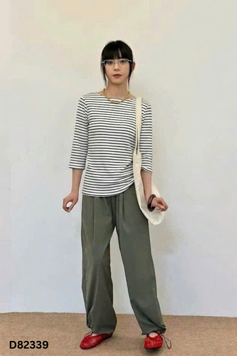 Áo trắng kẻ đen tay nhỡ