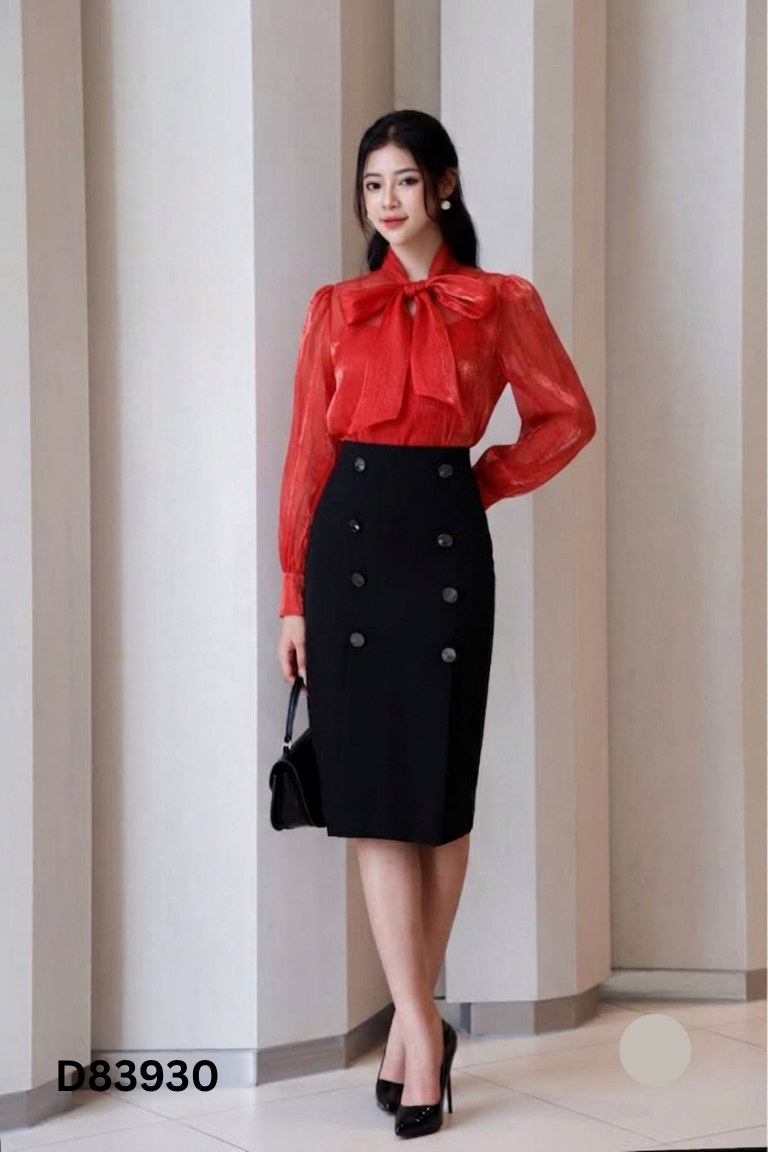 Áo MOON organza đỏ kèm áo lót