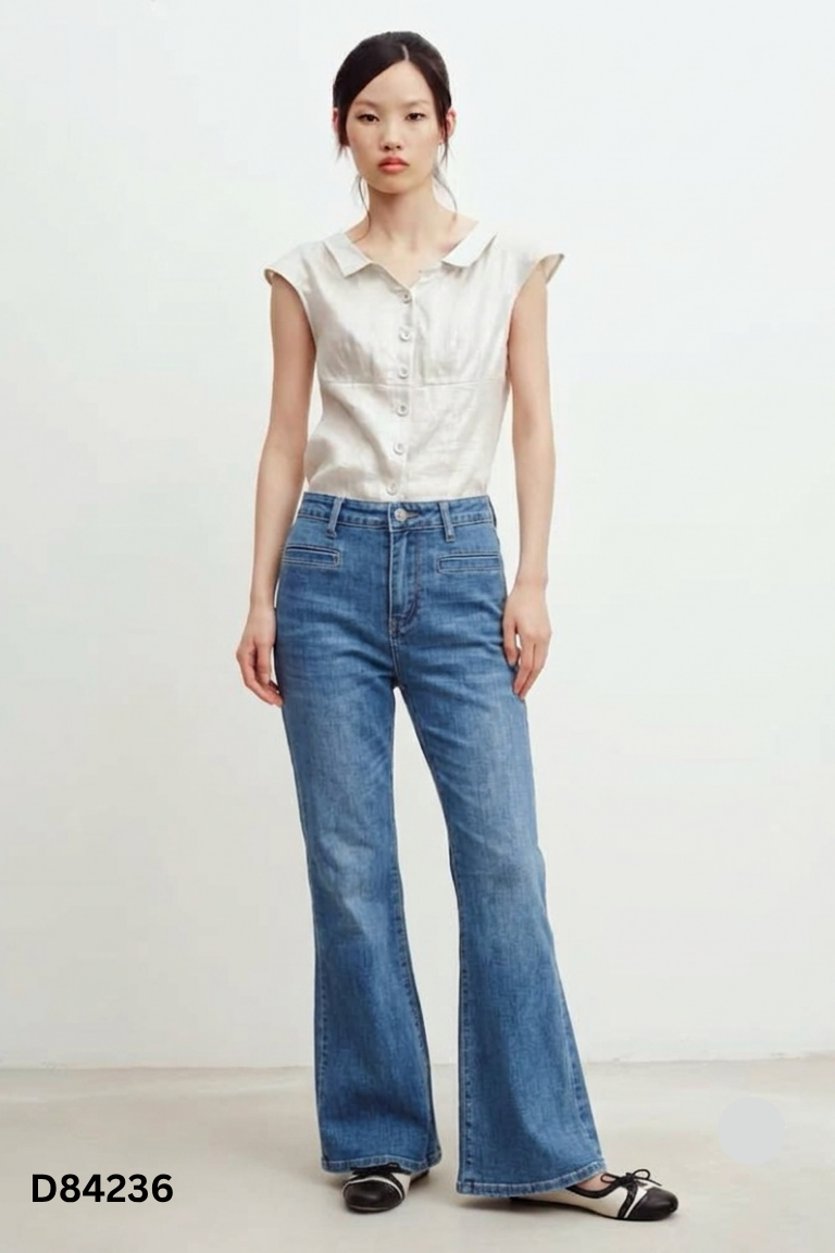 Quần jeans SHUSHI xanh loe
