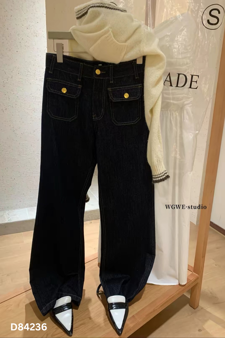 Quần jeans WGWE trơn xanh đen