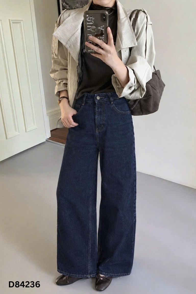 Quần jeans trơn xanh đậm
