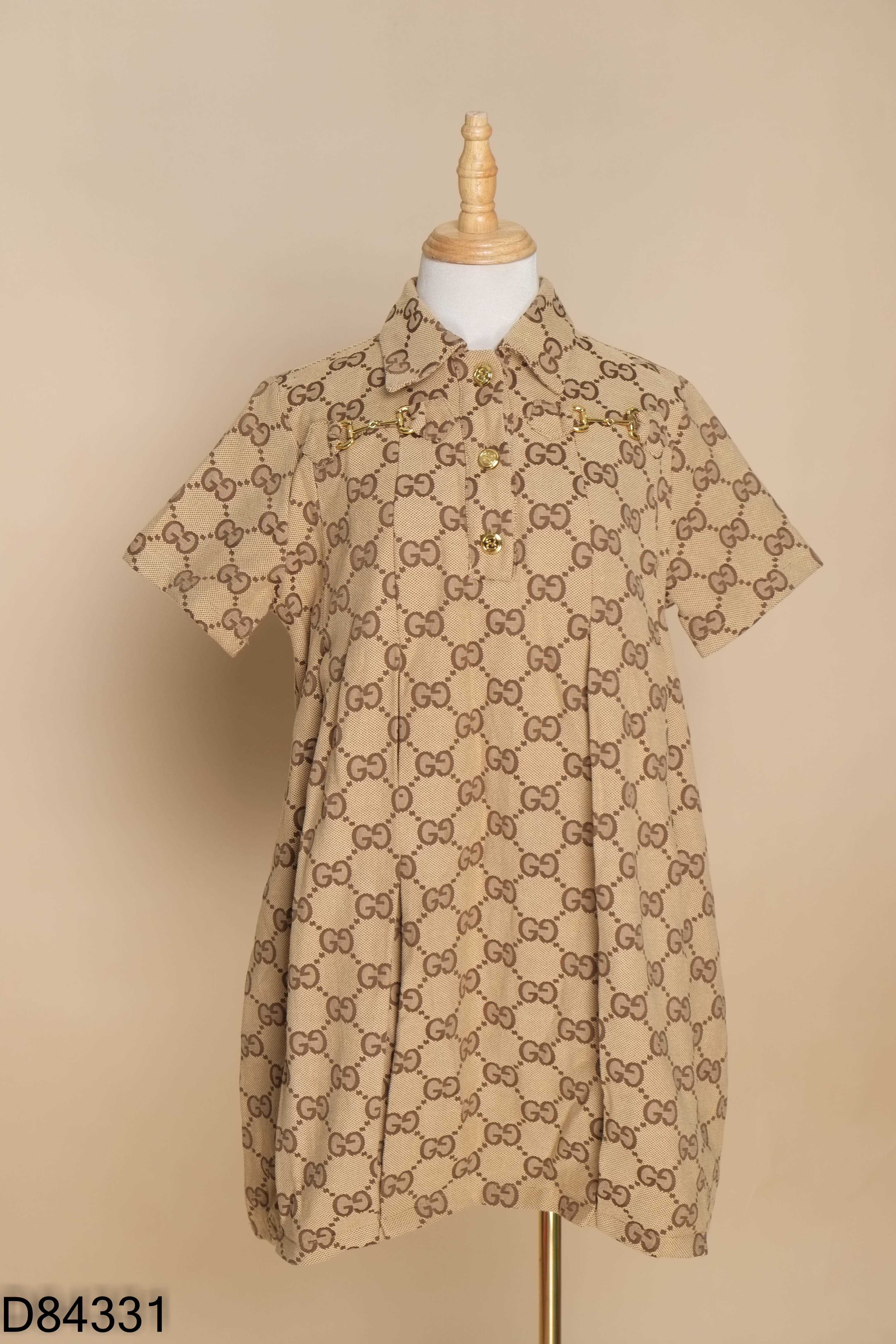 Váy nâu GUCCI họa tiết cúc đồng