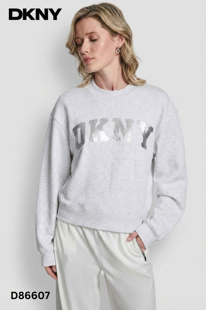 Áo nỉ xám DKNY in chữ