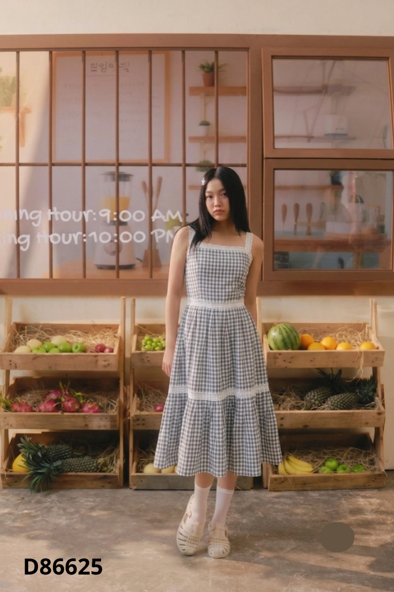 Váy LEMON xám kẻ caro