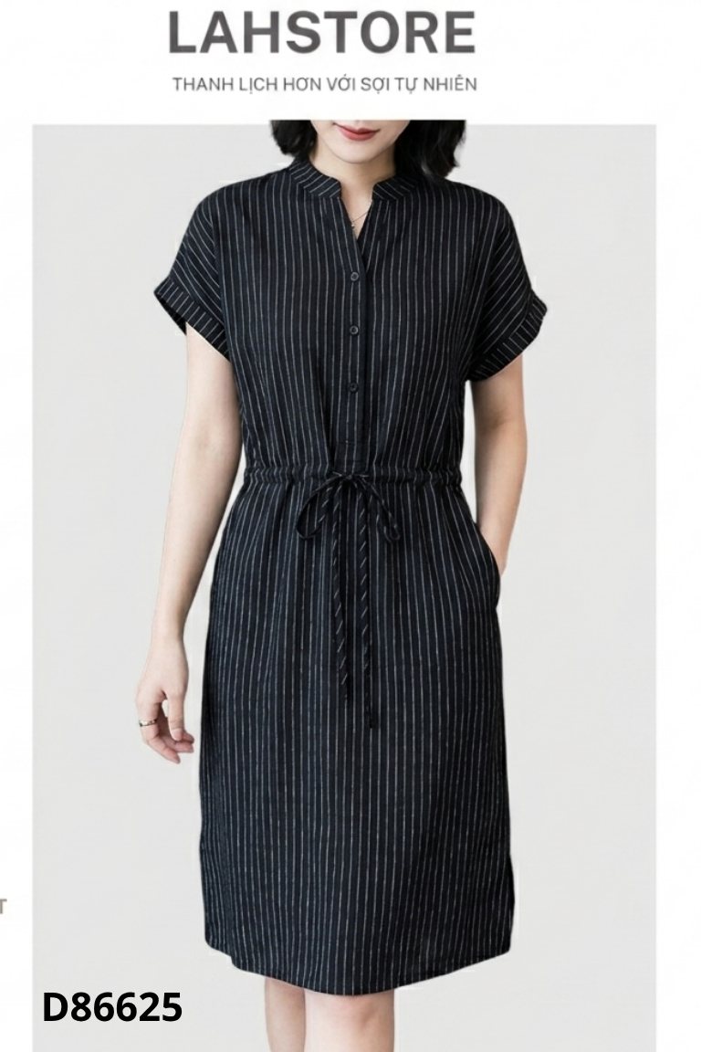 Váy LAH STORE linen đen sọc