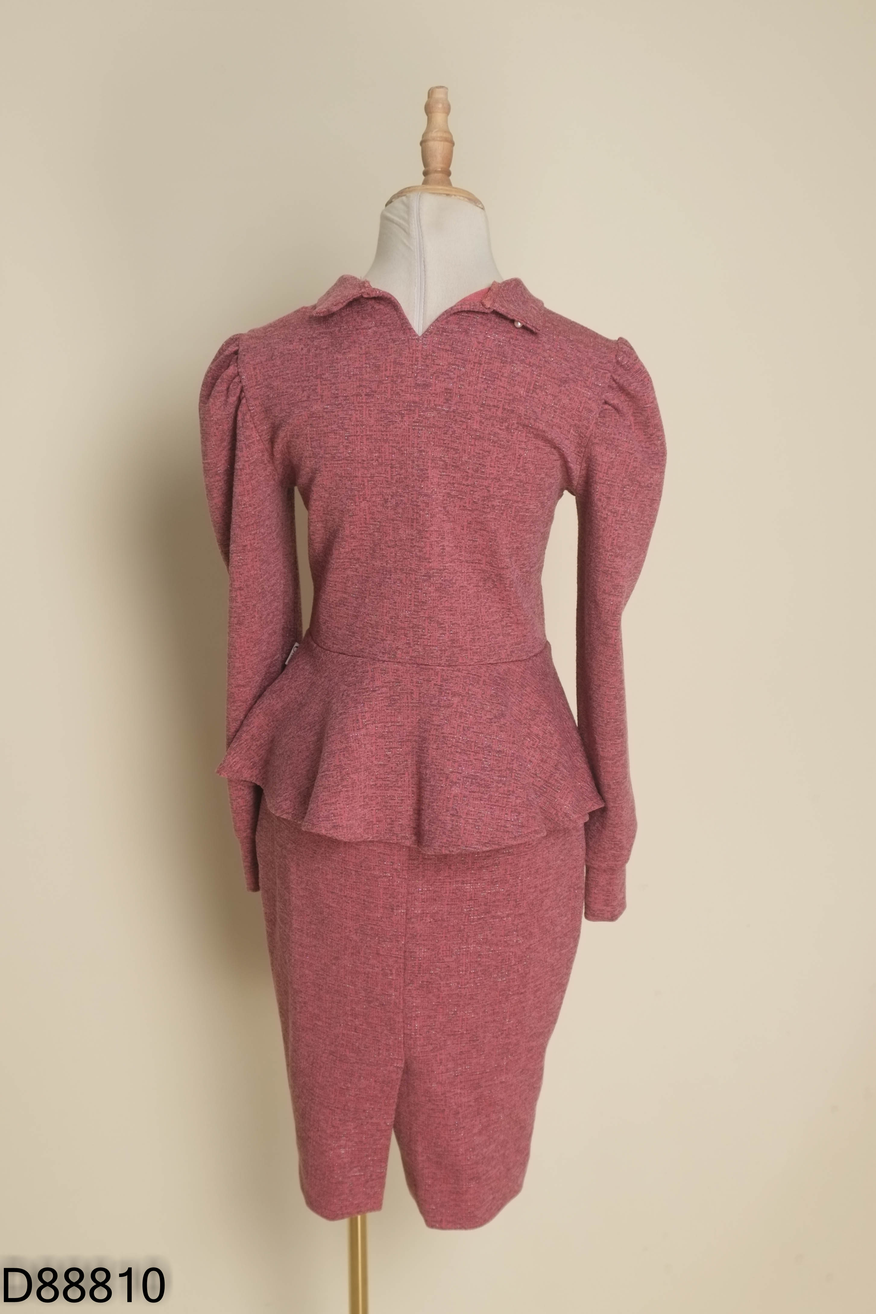 Set Áo dạ tweed hồng ORCHID + chân váy