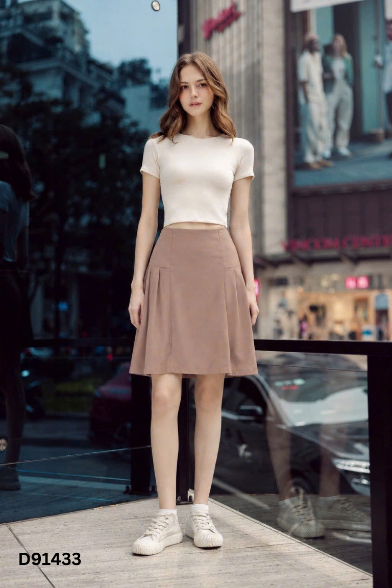 Chân váy be ADORE DRESS xếp ly