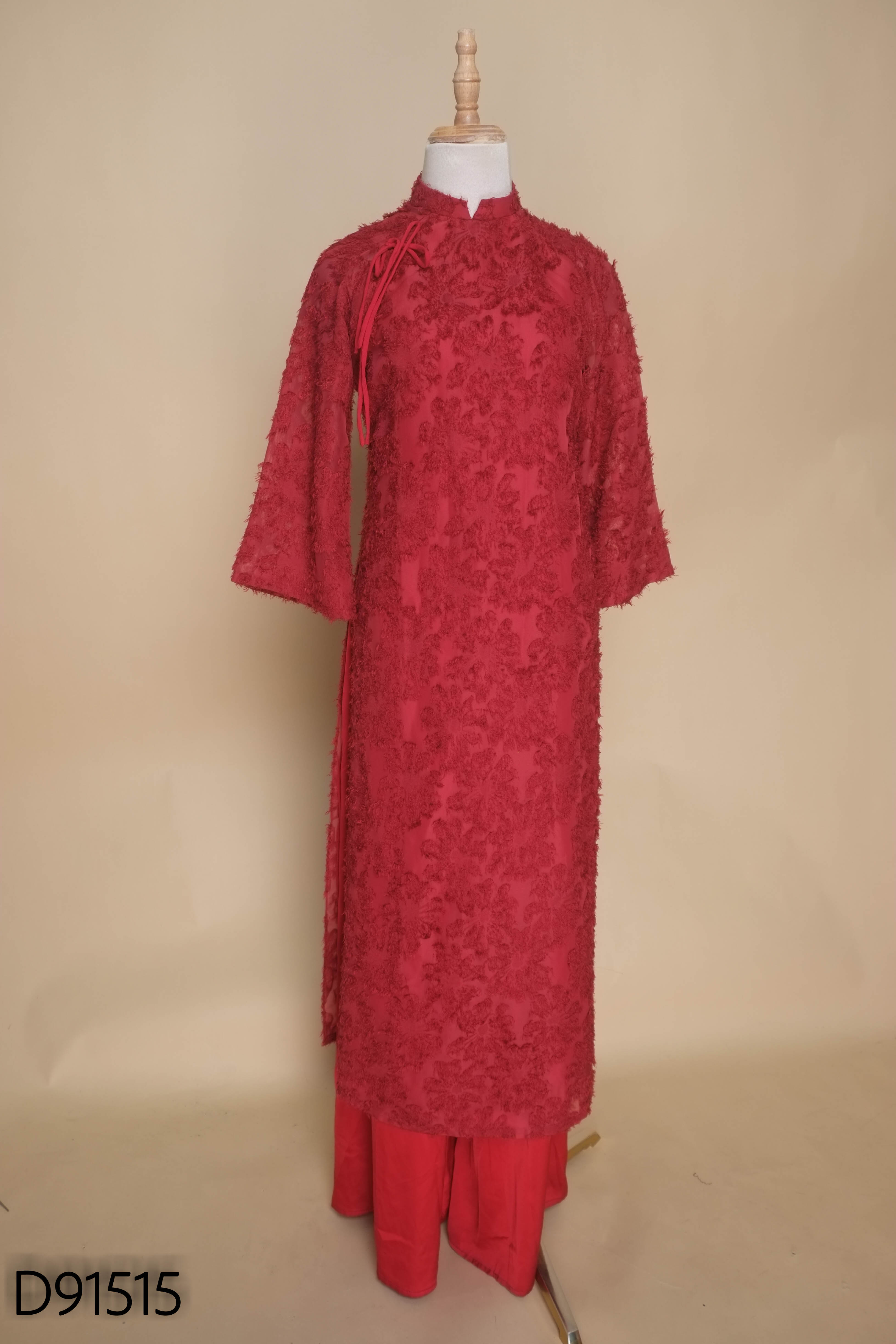 Set áo dài đỏ tua rua + quần luaj đỏ