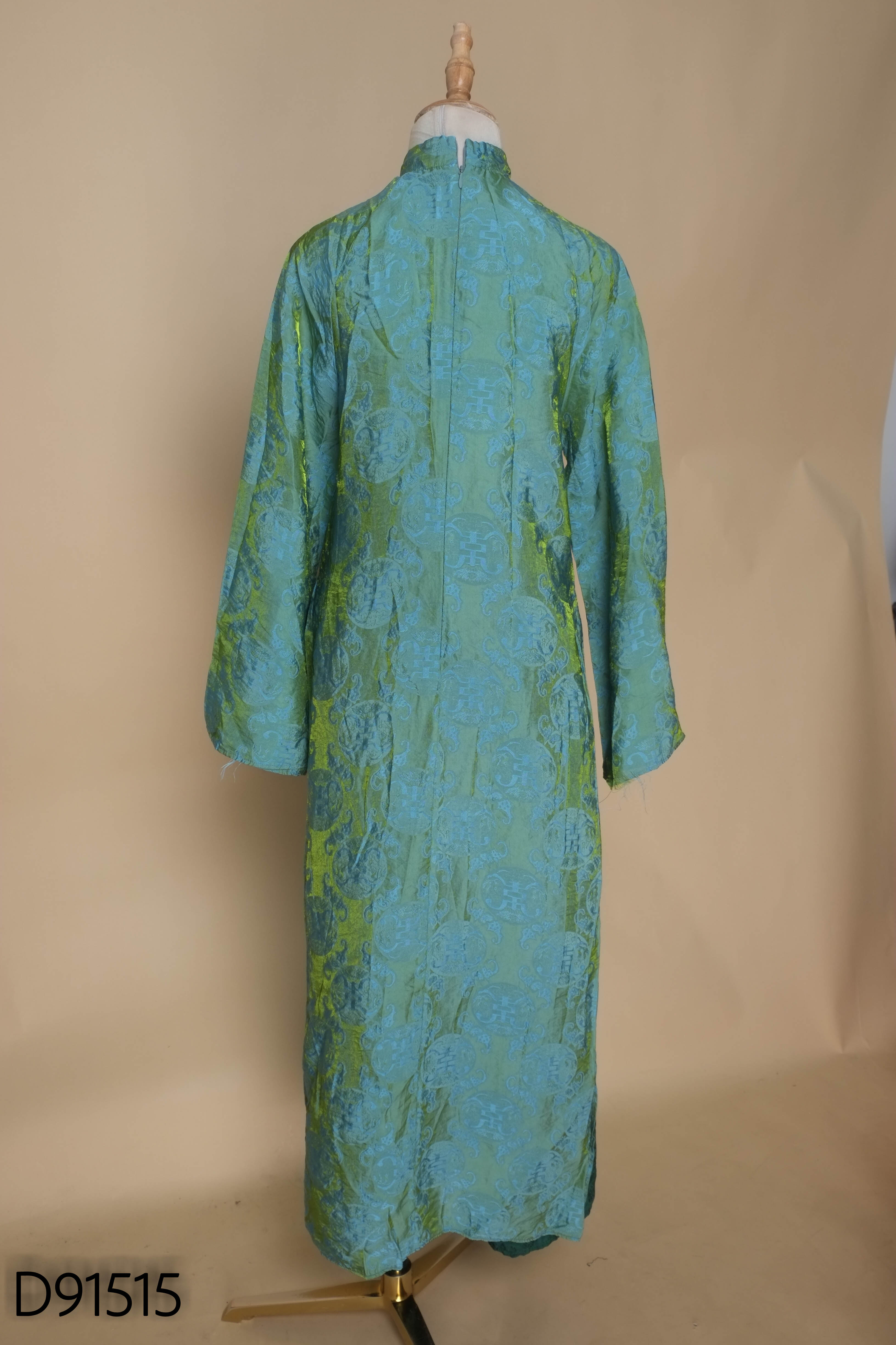 Set áo dài xanh dương + quần xanh lá