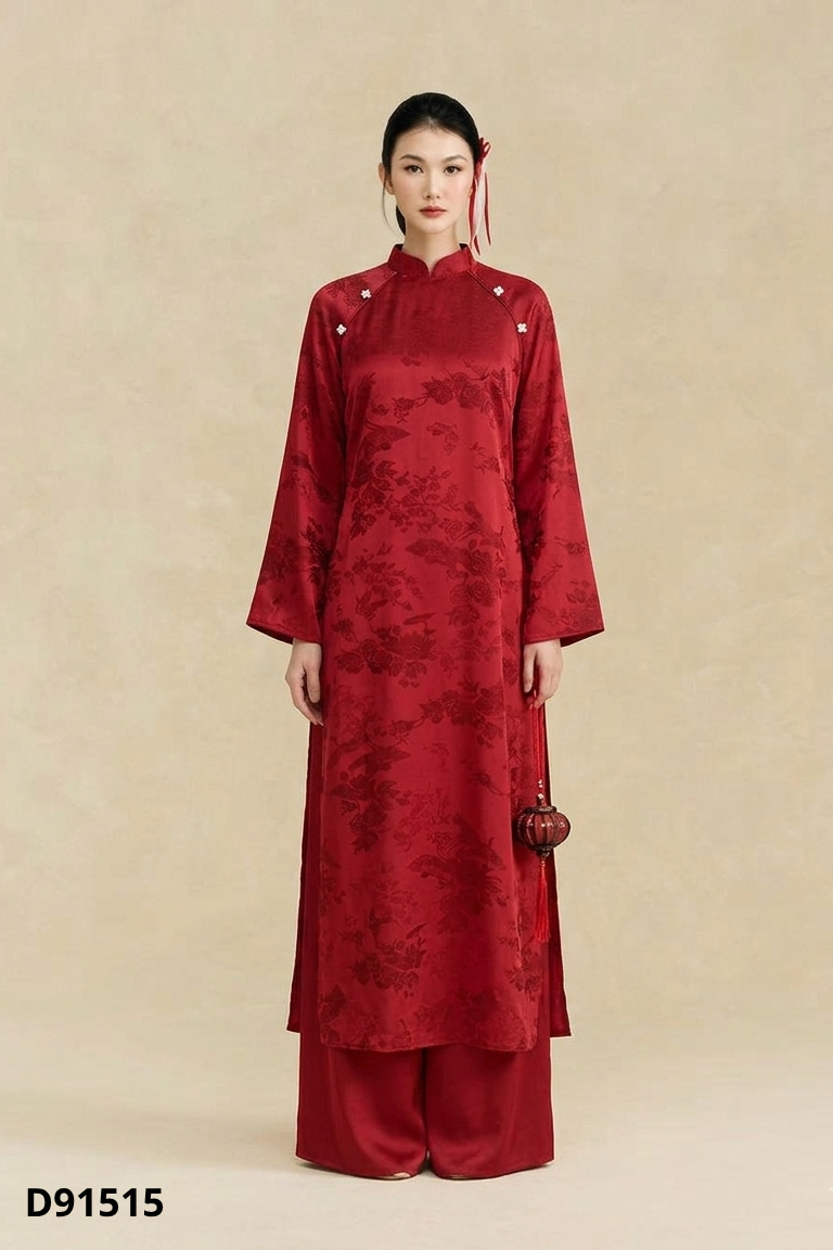 Set áo dài + quần đỏ