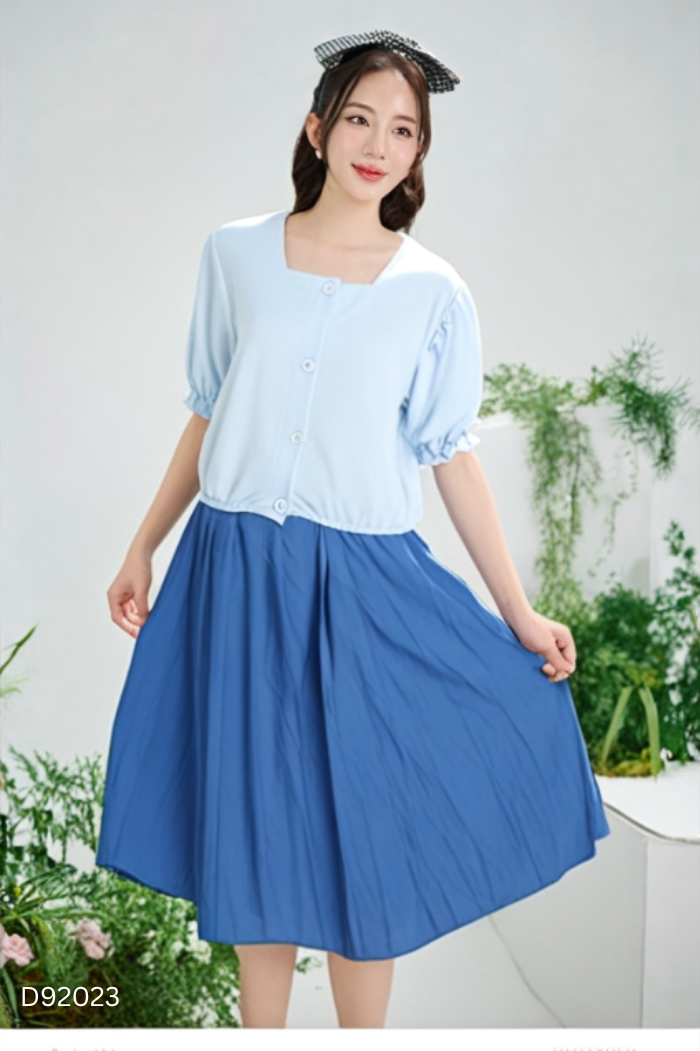 SET Xanh áo + chân váy xấp ly