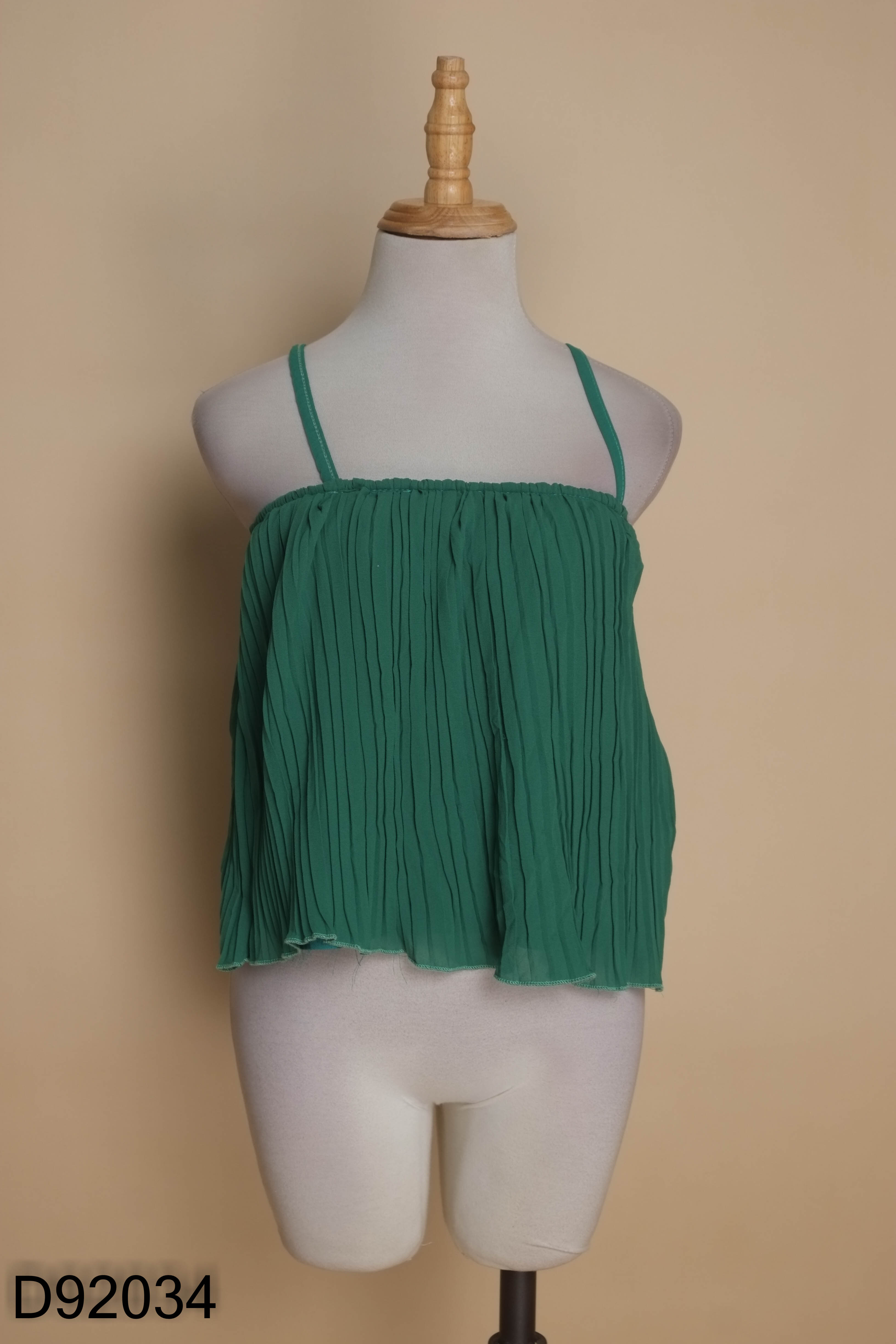 Áo babydoll gấp ly xanh hai dây KIDS