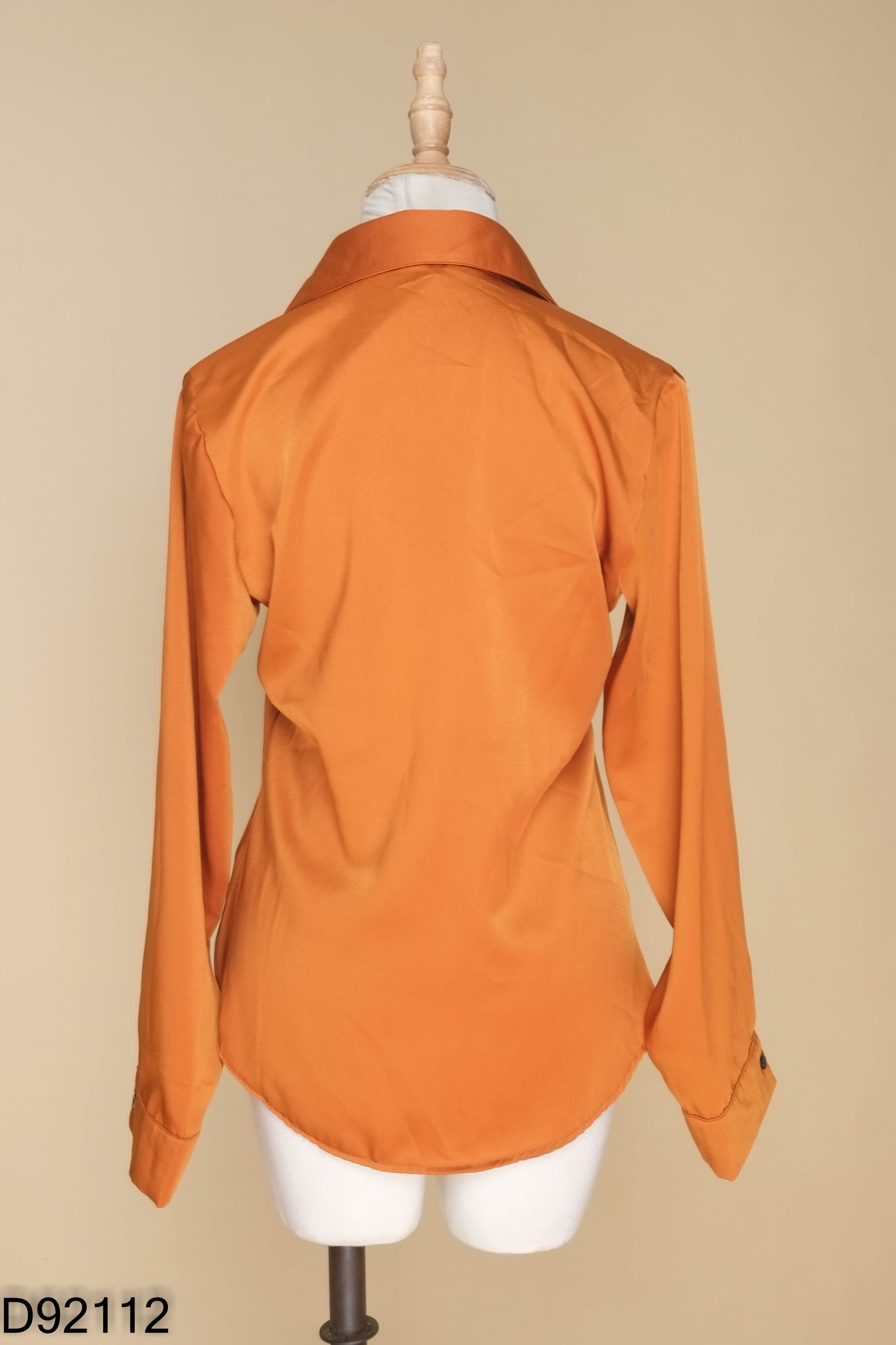 Áo ROSECLOTHING lụa sơ mi nâu cam